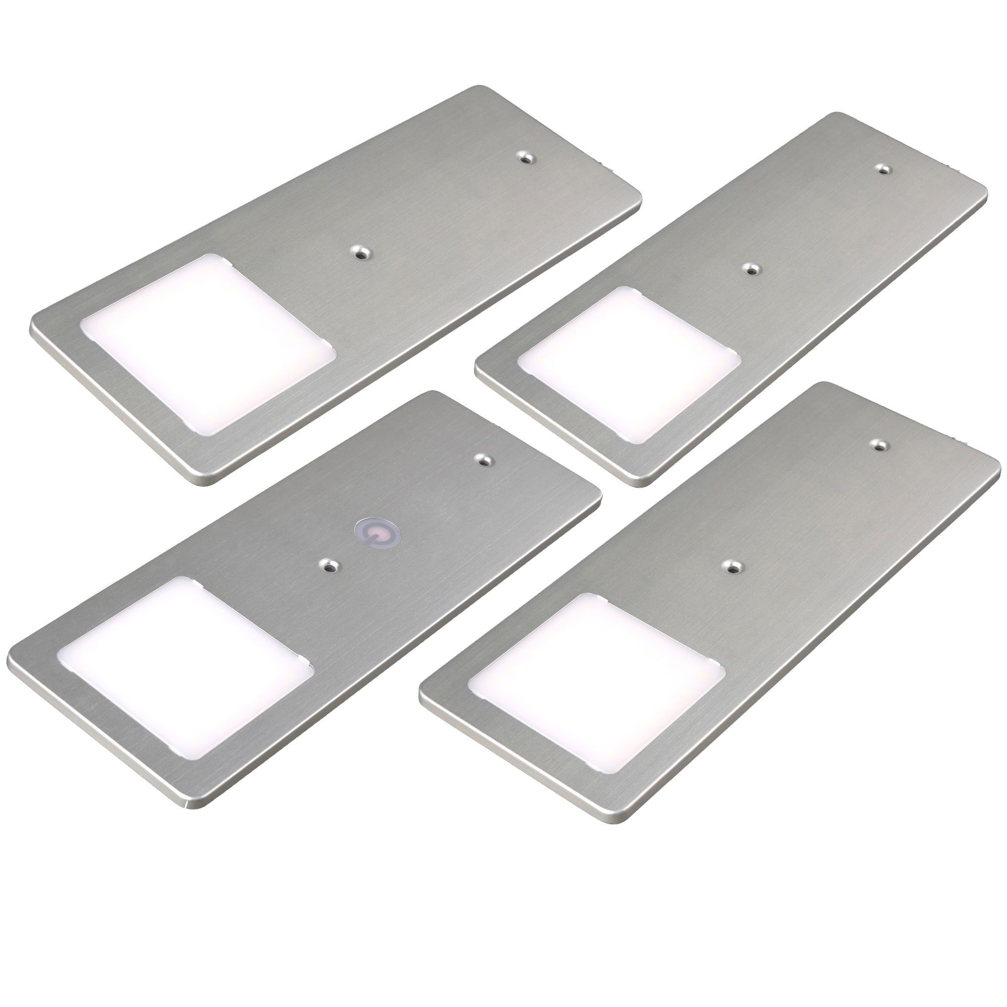 kalb LED Unterbauleuchte silber 5W - sehr flache Küchenleuchte mit Touch-Dimmfunktion, 4er Set warmweiß, warmweiss