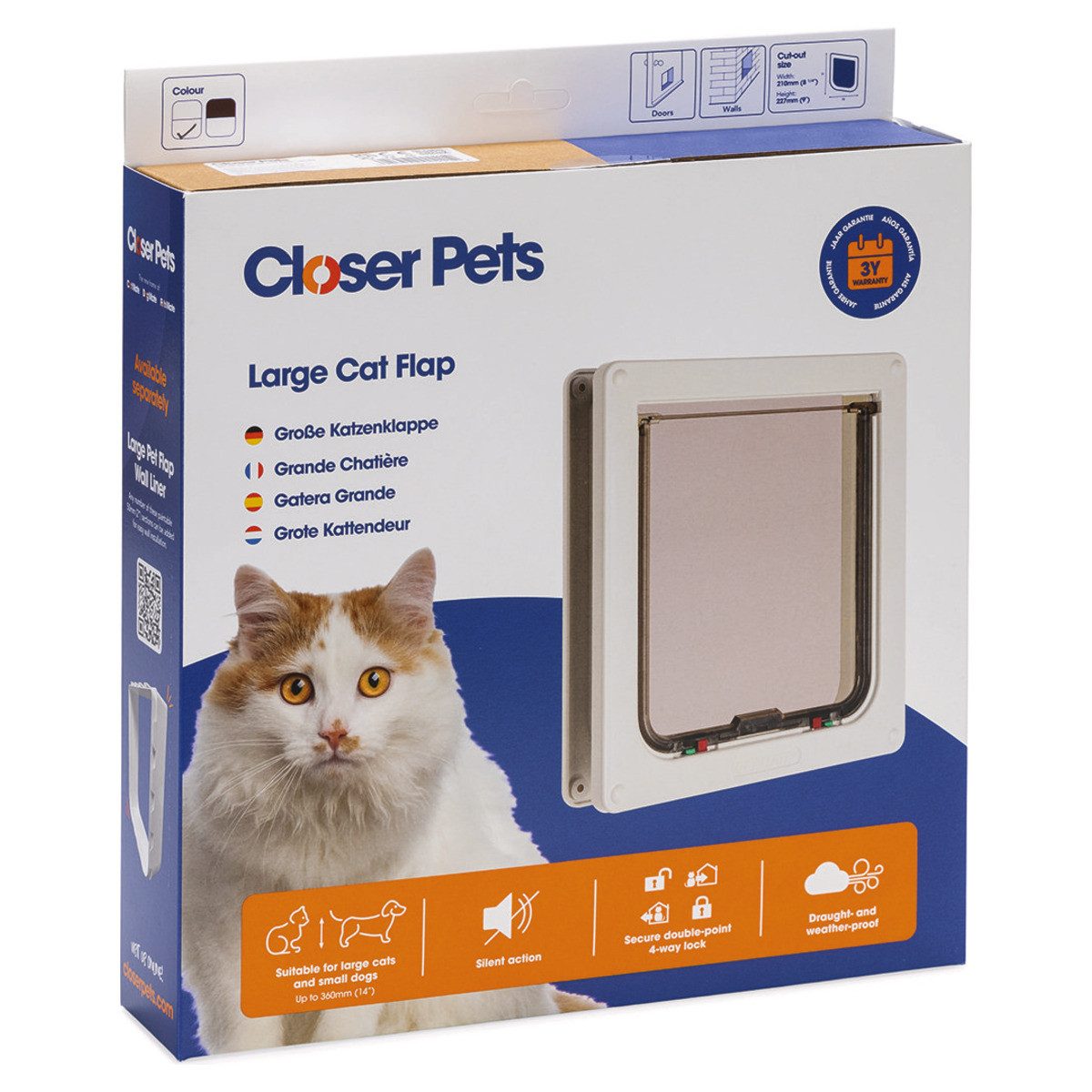 CAT MATE Katzenklappe Katzentür groß 221W weiß