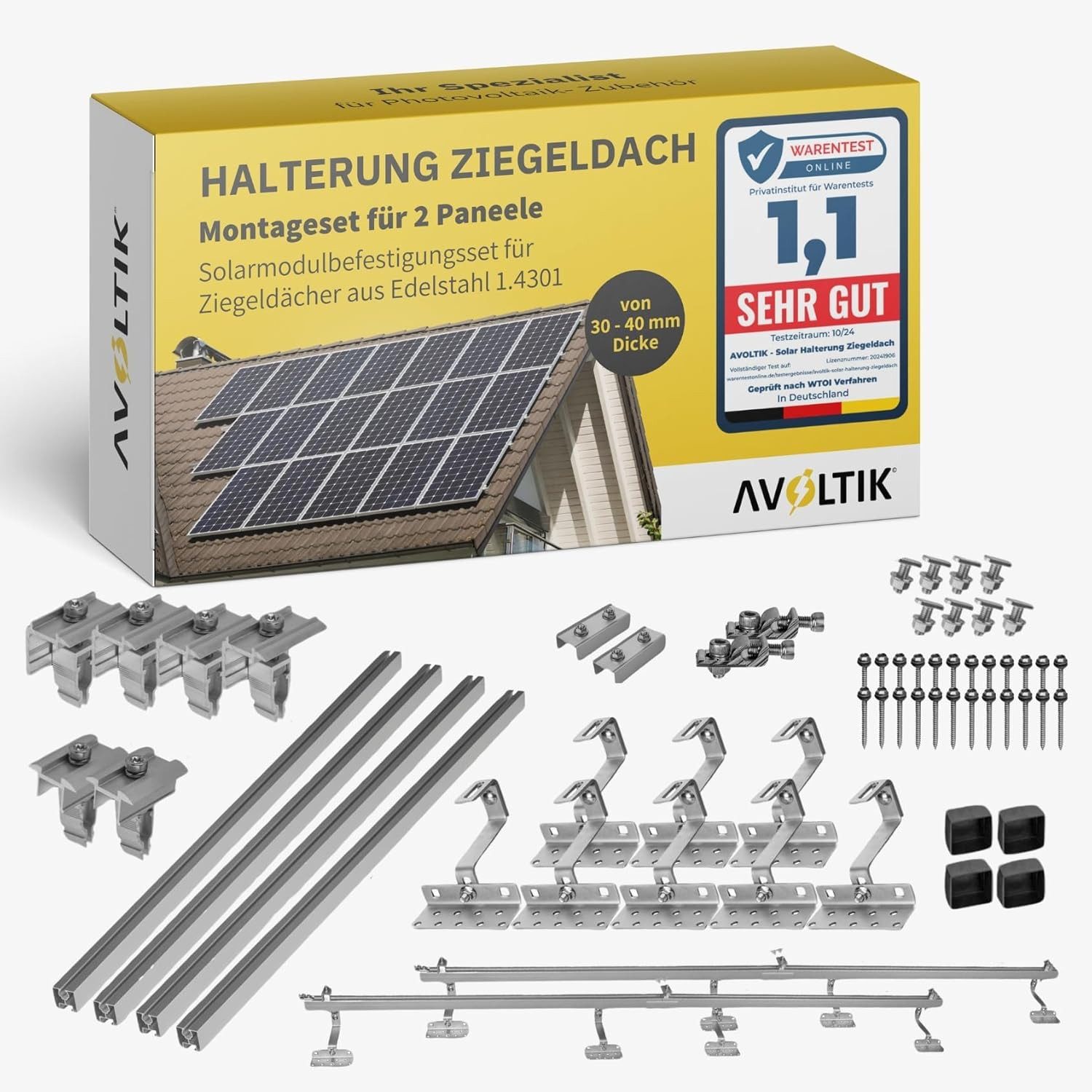 avoltik Solarmodul-Halterung Solar-Halterung Ziegeldach Montageset Dach Befestigung f 2 Solarmodule, (Avoltik Solar Halterung Ziegeldach Montageset Dach Befestigung für 2 Module, Avoltik Solar Halterung Ziegeldach Montageset Dach Befestigung, Avoltik Sola