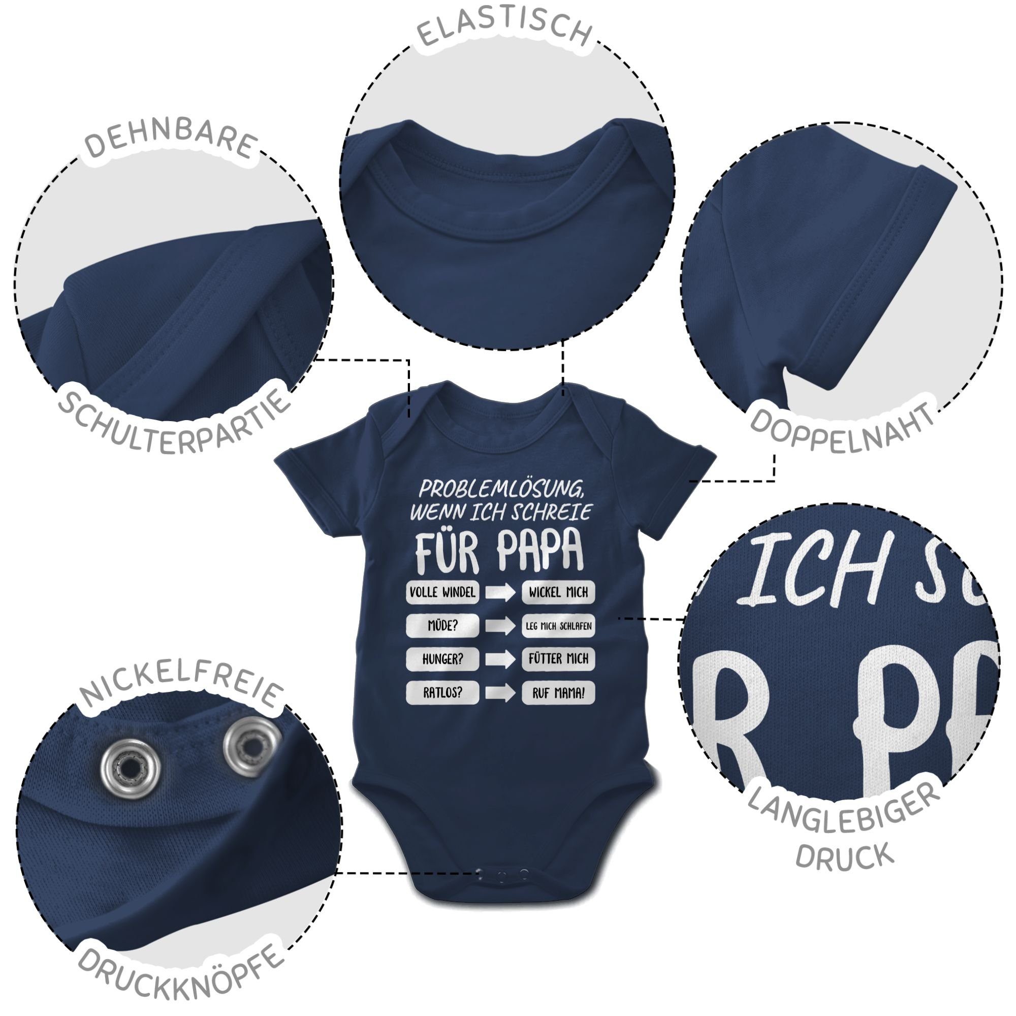 Shirtracer Shirtbody Problemlösung wenn Baby Navy Papa Geschenk für Blau Vatertag weiß schreie 1 ich