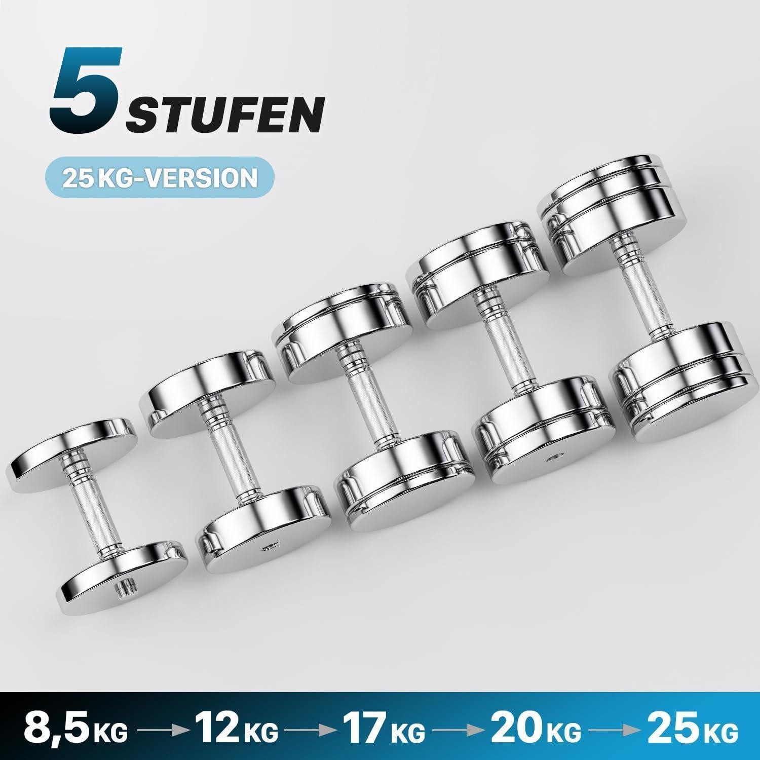 LuxusKollektion Kompakthantel Kurzhanteln Stahl Einstellbar 25kg 15kg 1×25kg 1 Stück Standard Silber