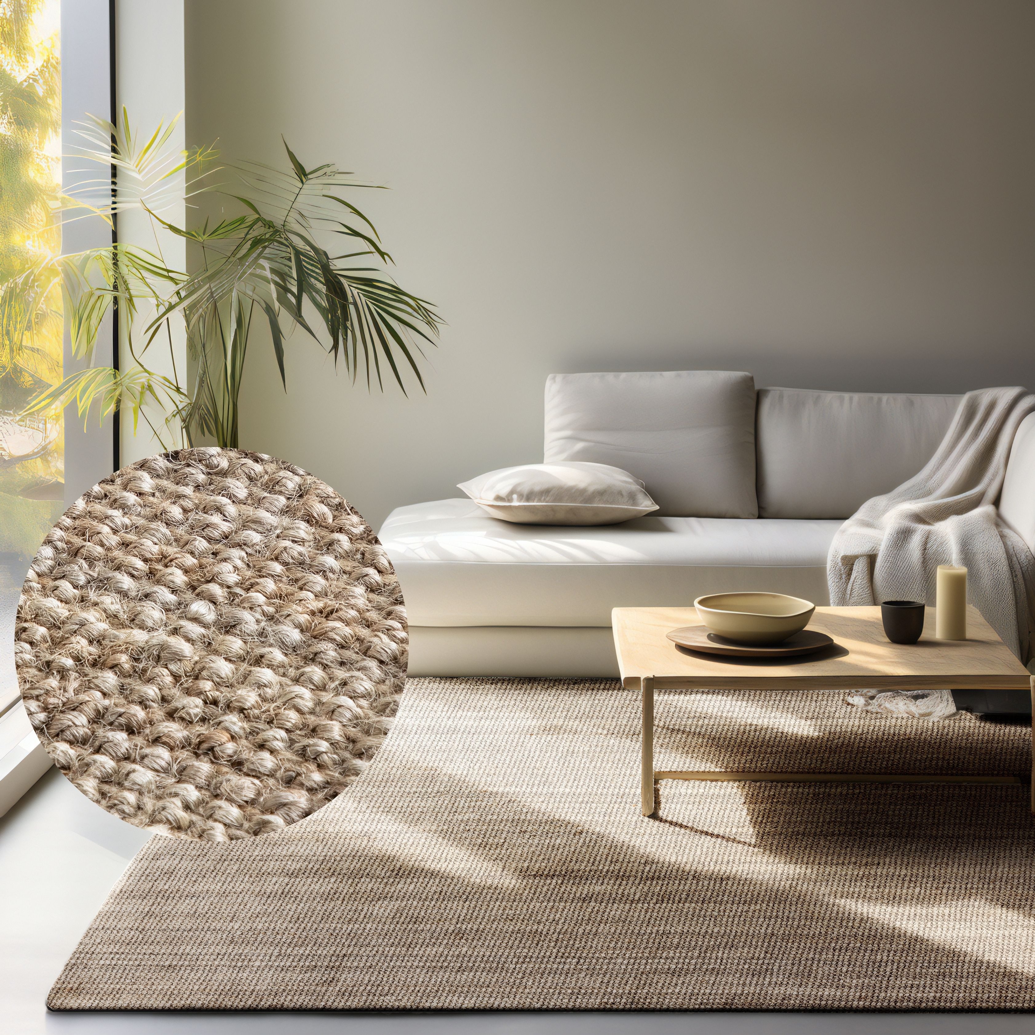 HANSE Home Teppich Jaipur Juteteppich, als Läufer und in Rund, rechteckig, Höhe: 10 mm, 100% Naturfaser, Wohnzimmer, Esszimmer, Schlafzimmer, GRS