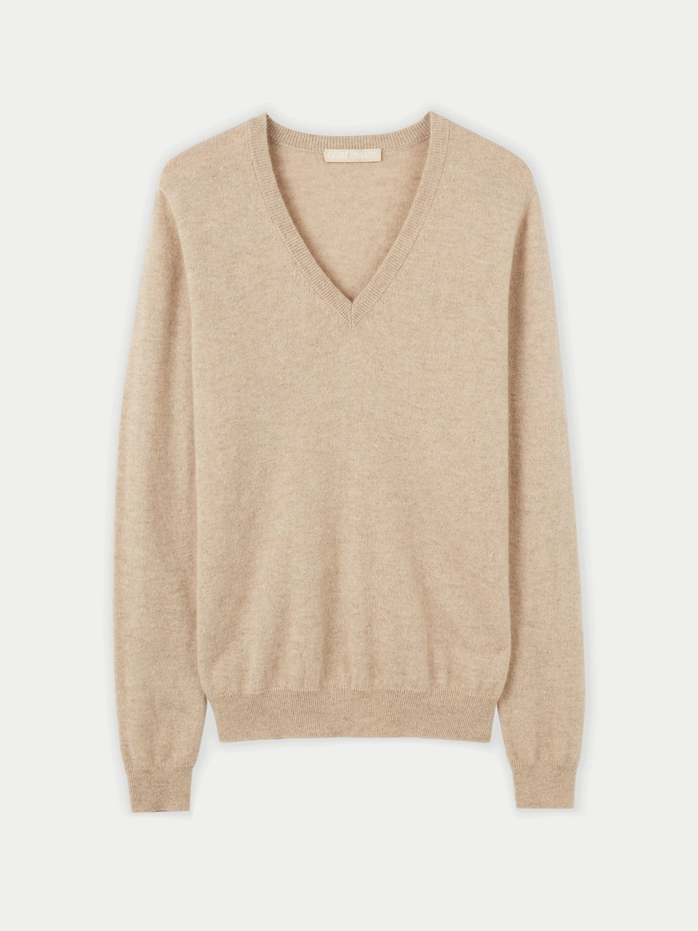 GOBI Cashmere V-Ausschnitt-Pullover Naturfarbe Basic V-Ausschnitt günstig online kaufen
