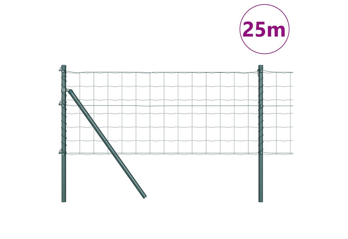 Thumbnail - vidaXL Gartenzaun Euro Zaun mit 13 Pfosten 0,6x25 m Galvanisierter Stahl Grün, (2-St)