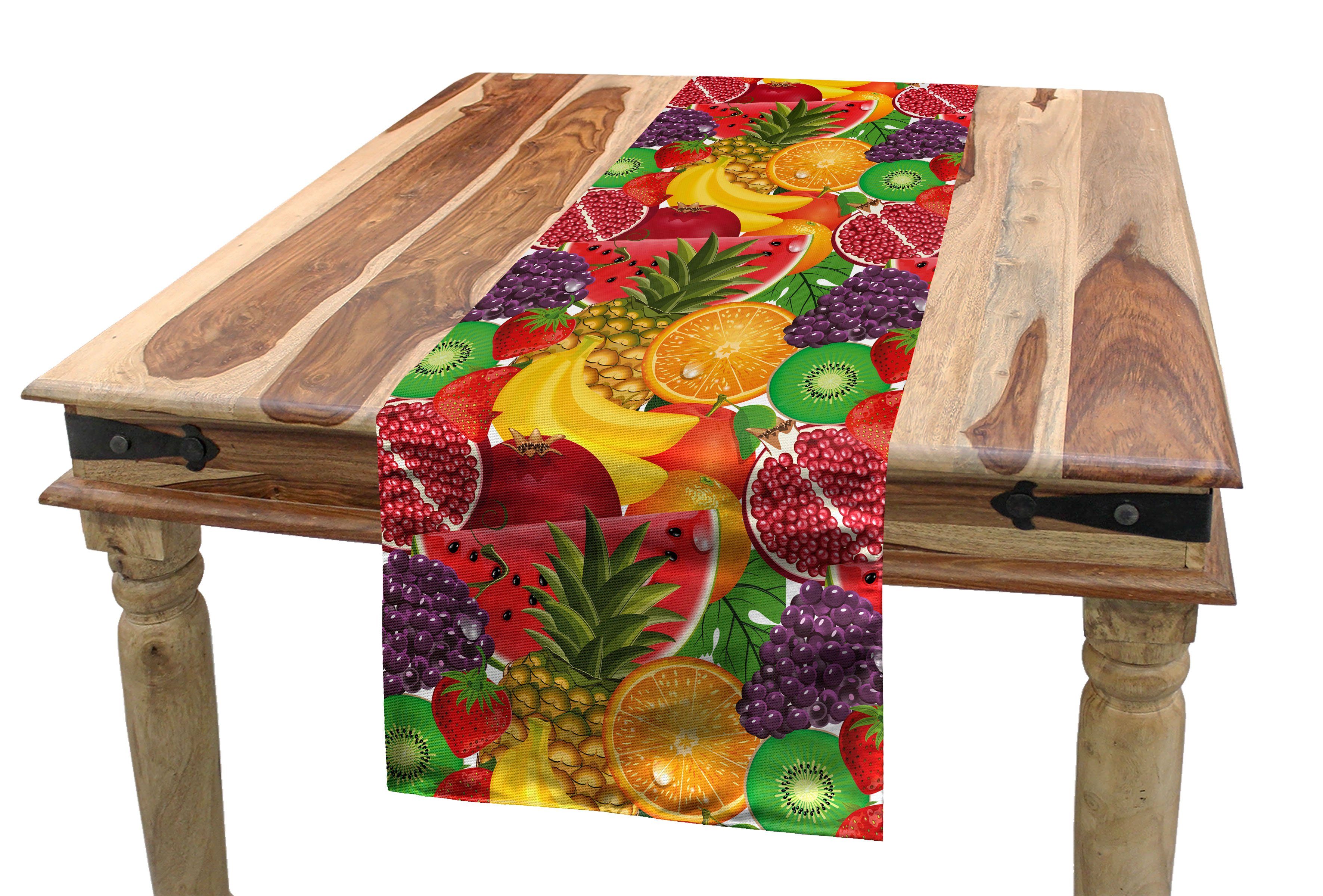Frische Küche Tischläufer Tischläufer, Rechteckiger Bunt Tropical Abakuhaus Esszimmer Früchte Dekorativer