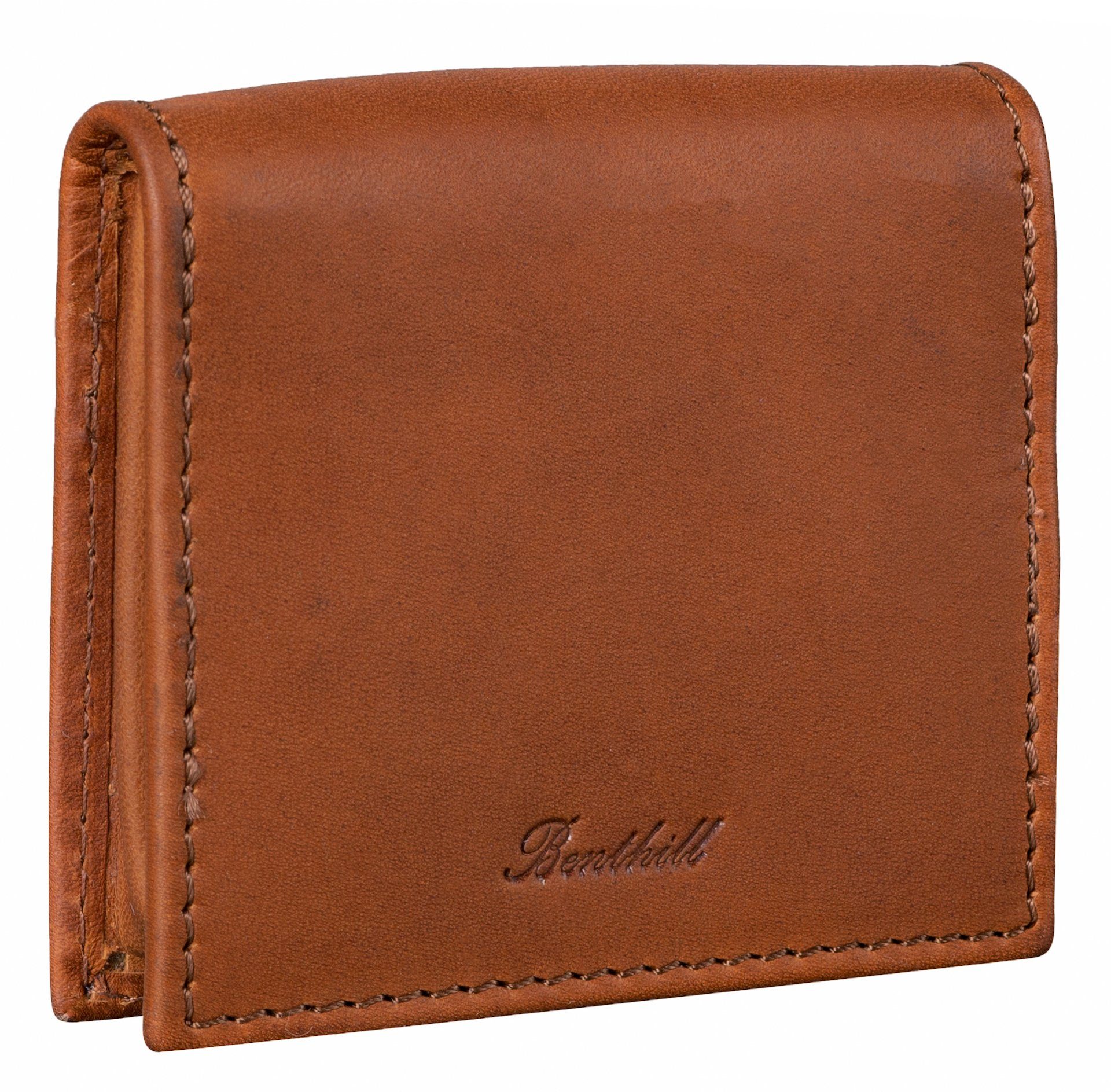 Benthill Mini Geldbörse Echt Leder Münzbörse mit Kleingeldschütte Slim Wallet für Münzen, Münzfach