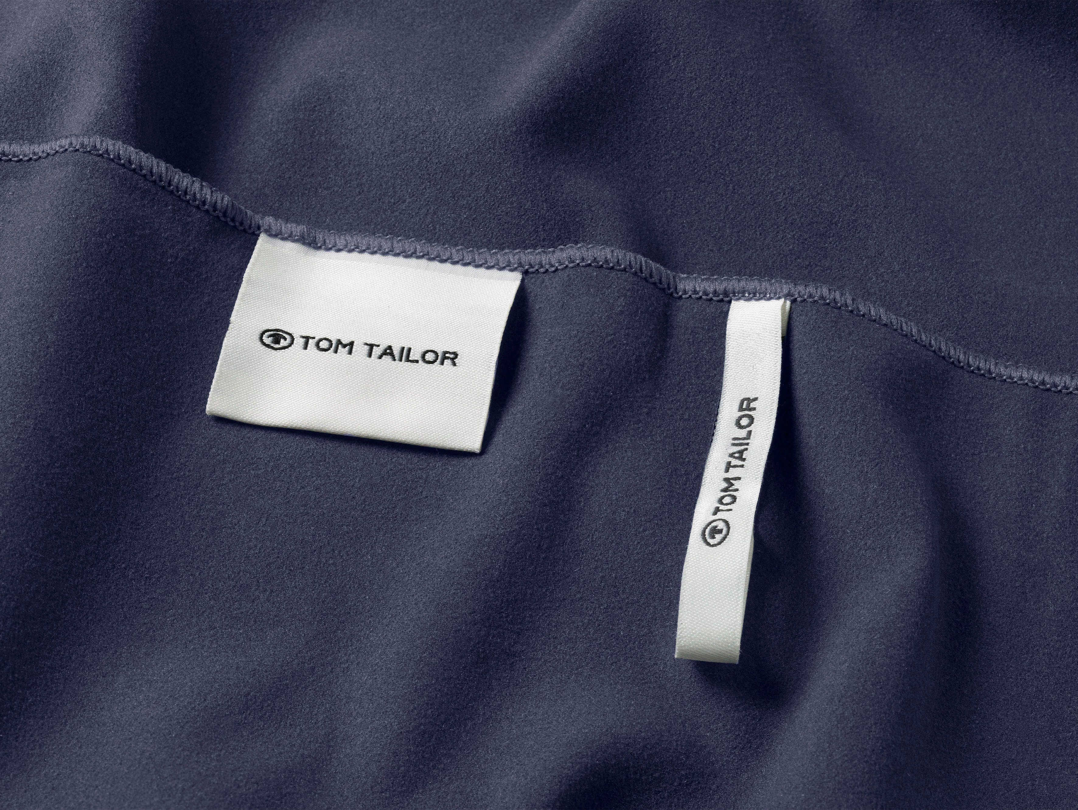 TOM TAILOR HOME Logo dünne, feinfädige, weiche mit (1-St), gewebte trocknend, Fitness, schnell Ware Duschtuch uni, Qualität, hellblau