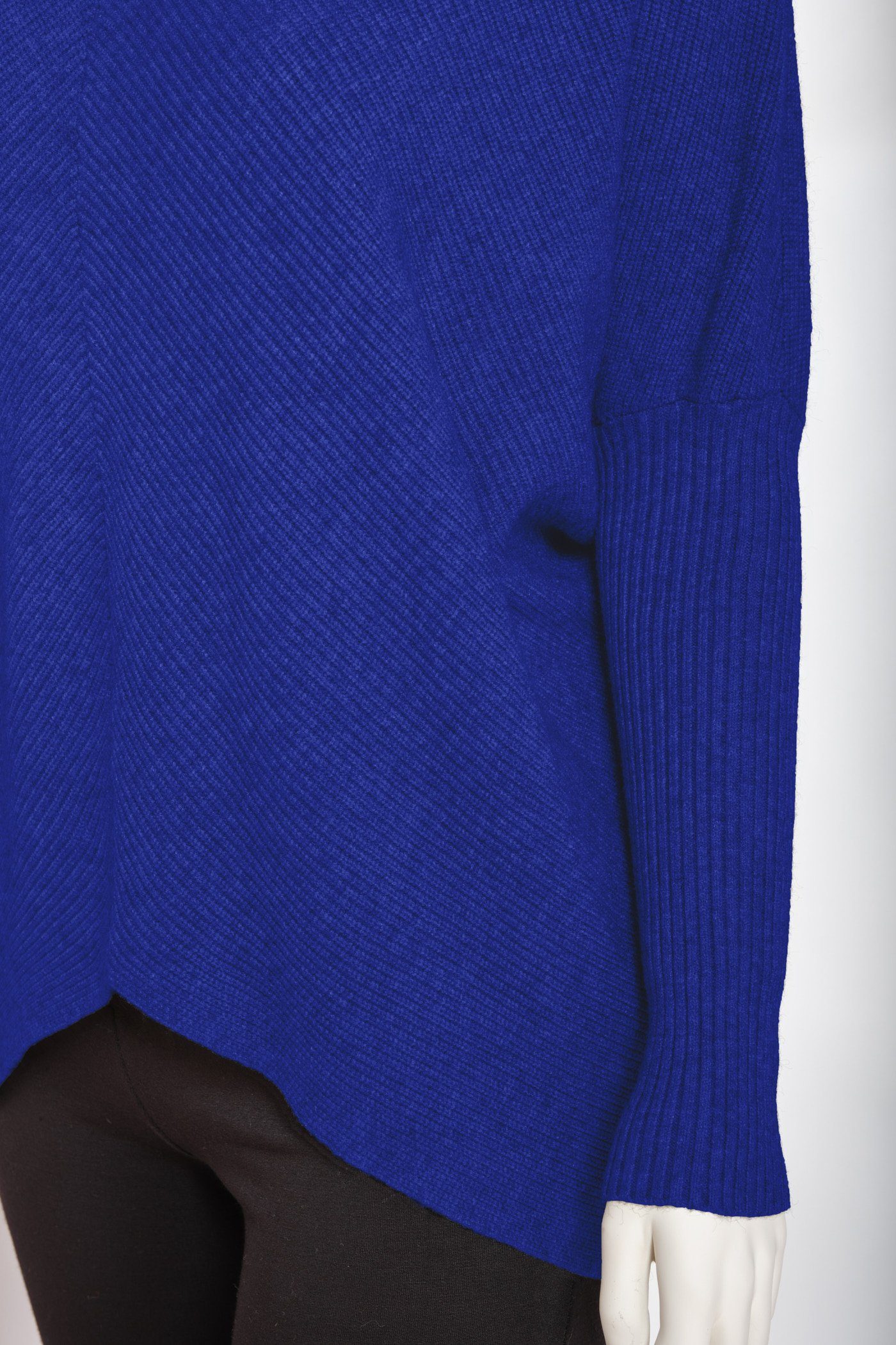 PEKIVESSA Strickpullover Oversized Rippstrick Pullover (1-tlg) royalblau länger Damen hinten Fledermausärme