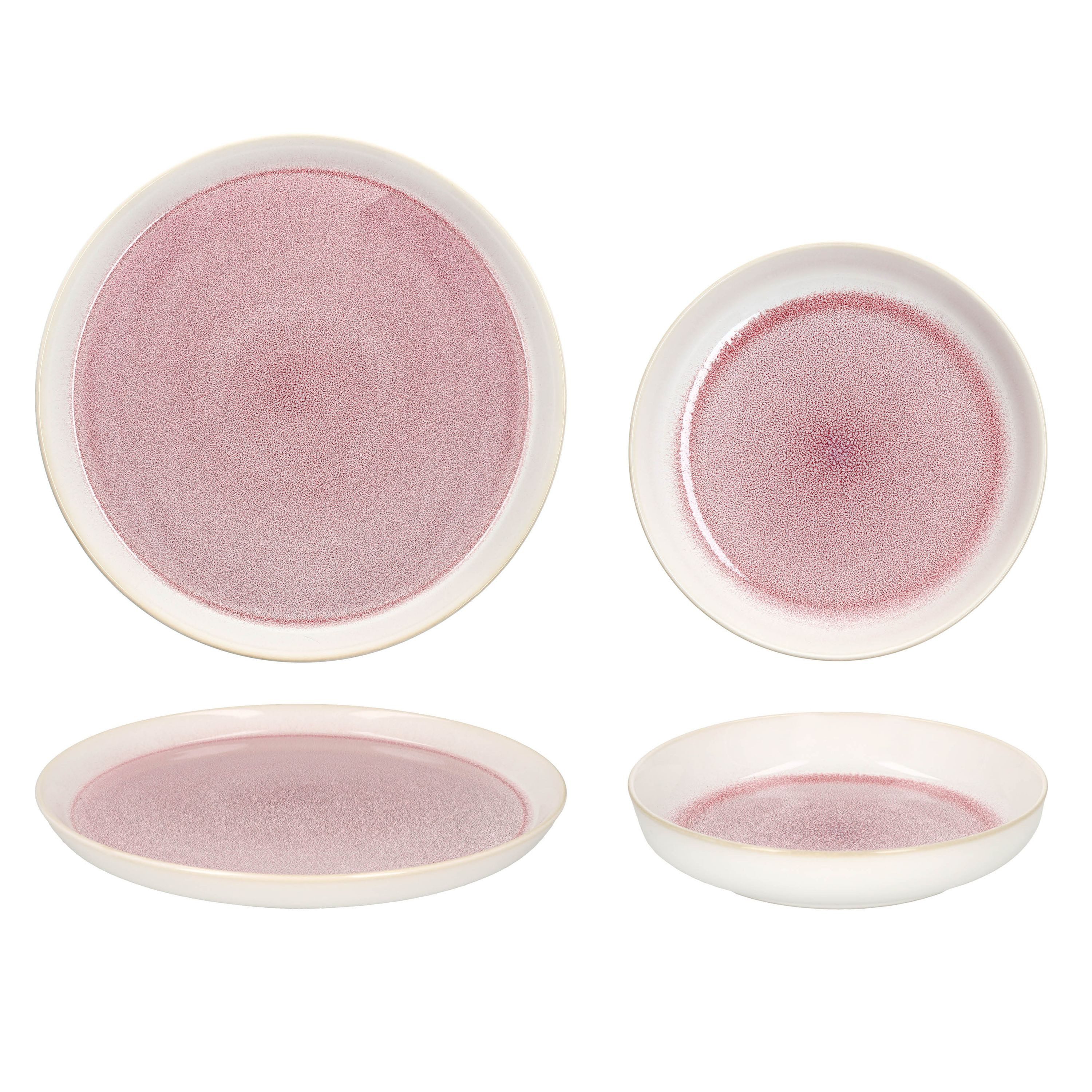 MamboCat Tafelservice 12tlg Tafelservice Reactive Glaze Paris 6 Personen Pink, Steingut – Bild 5 von 5