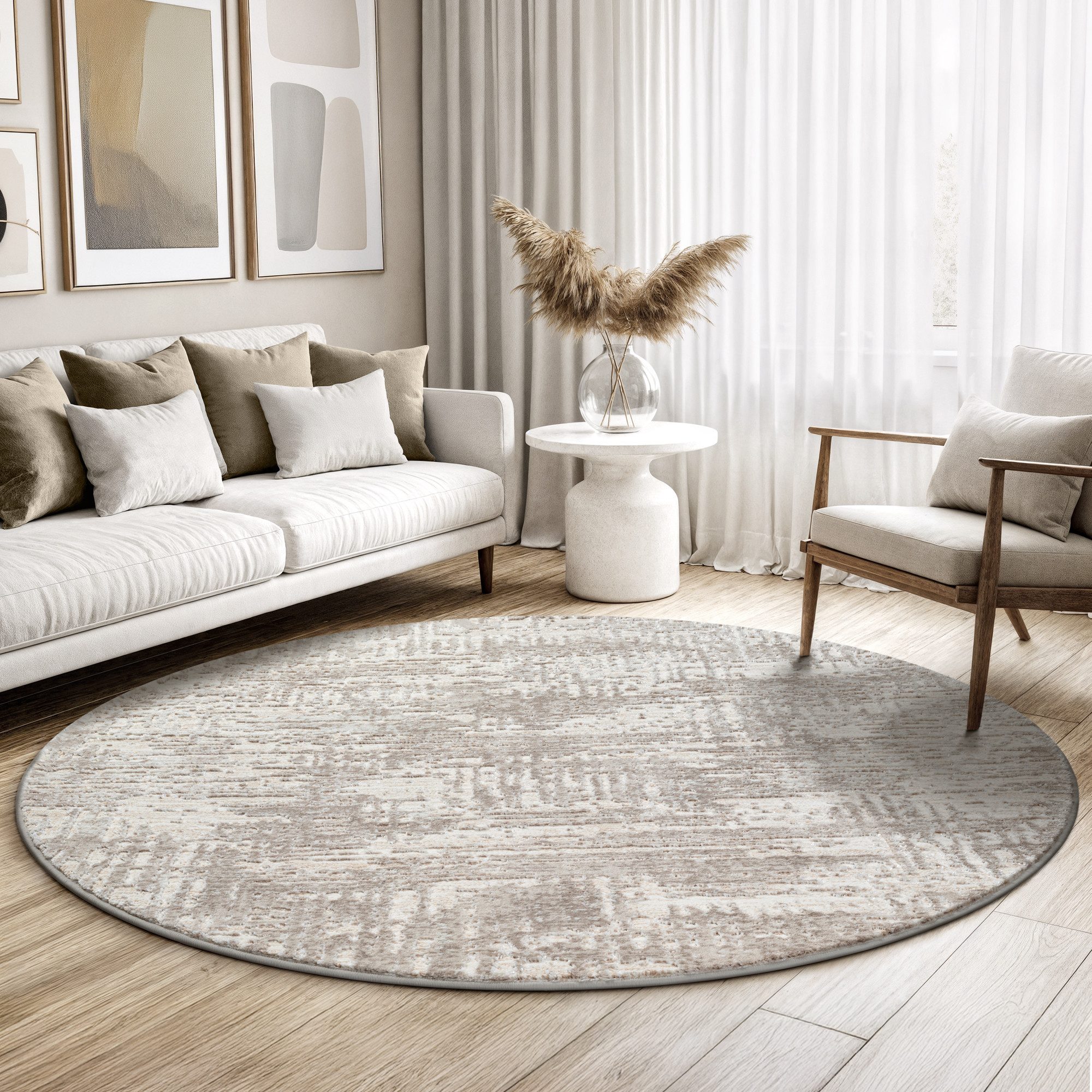 Sanat Teppich Harmony 3215, auch als Läufer und rund, rund, Höhe: 12 mm, Wohnzimmer, Kurzflor, modern, abtrakt, Schlafzimmer