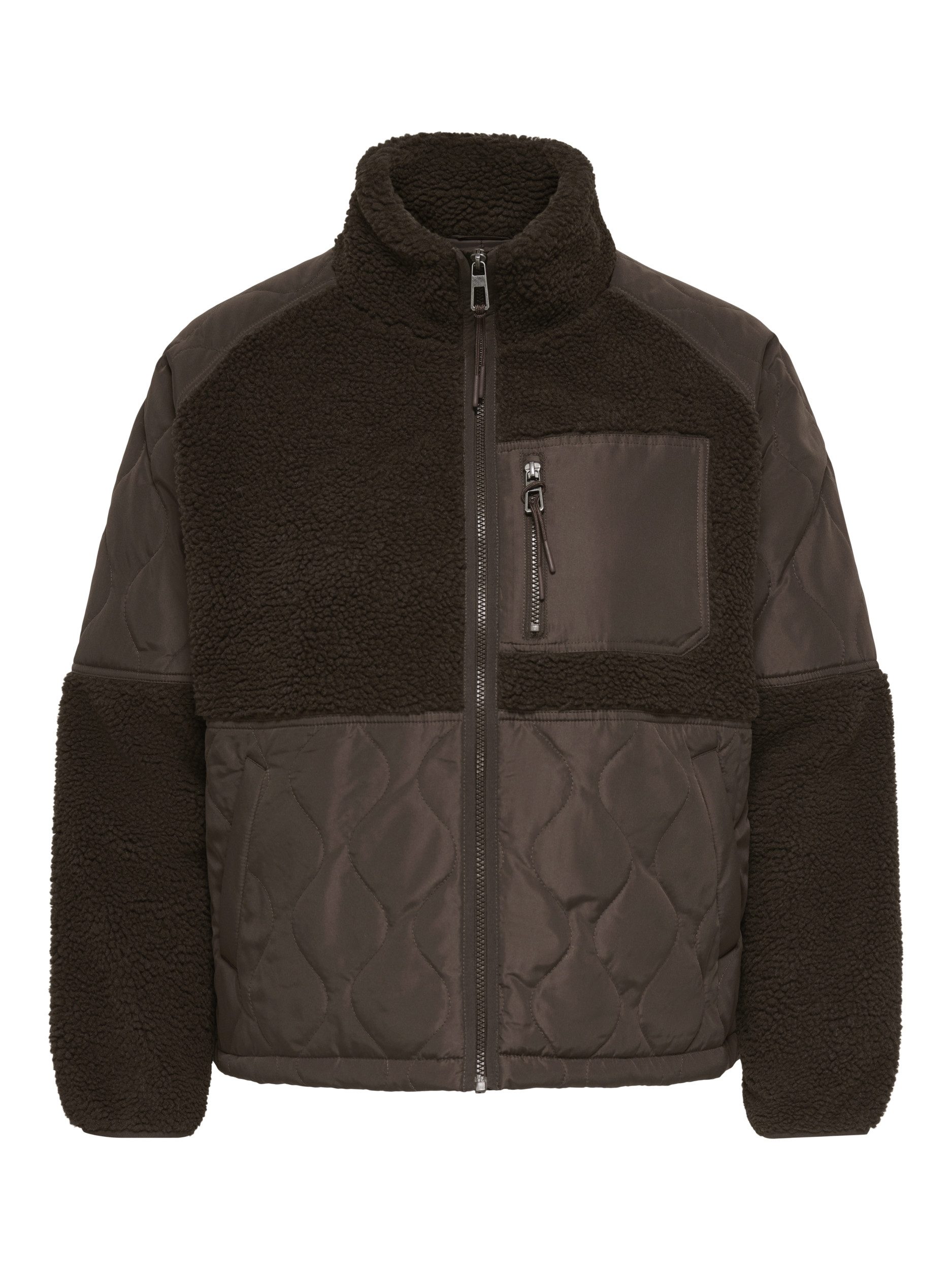 JDY Lederjacke CAROHIO QUILT MIX FLEECE SHORT JACK 261356 French Roast