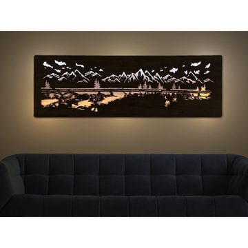 WohndesignPlus LED-Bild LED-Wandbild "See in den Bergen" 120cm x 40cm mit 230V, Natur, DIMMBAR! Viele Größen und verschiedene Dekore sind möglich.