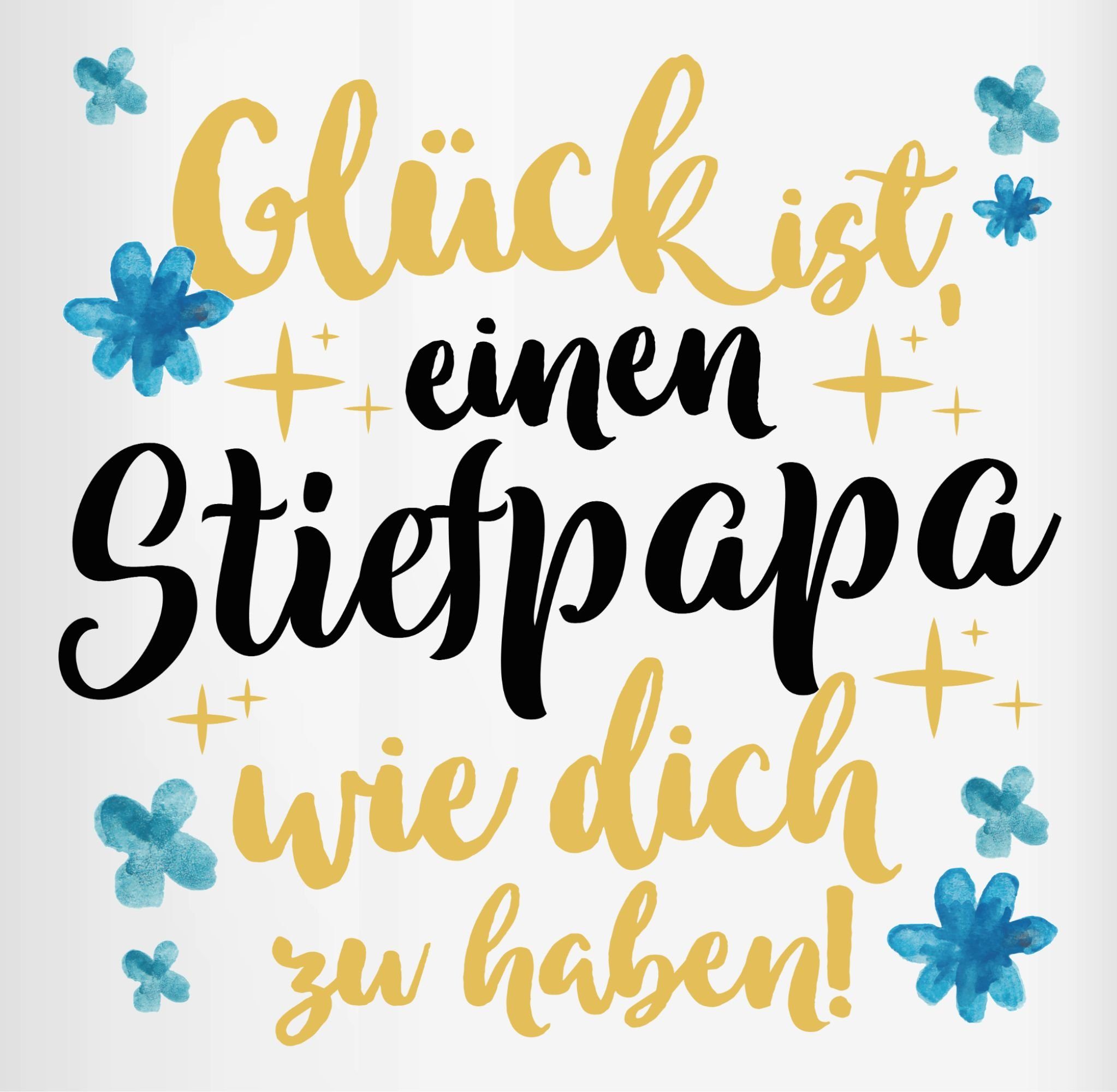 Shirtracer 2 Glück I Stiefpapa Tasse Vatertag haben zu Kaffeetasse Hellblau wie einen ist, dich Geschenk Bonuspapa, Keramik,