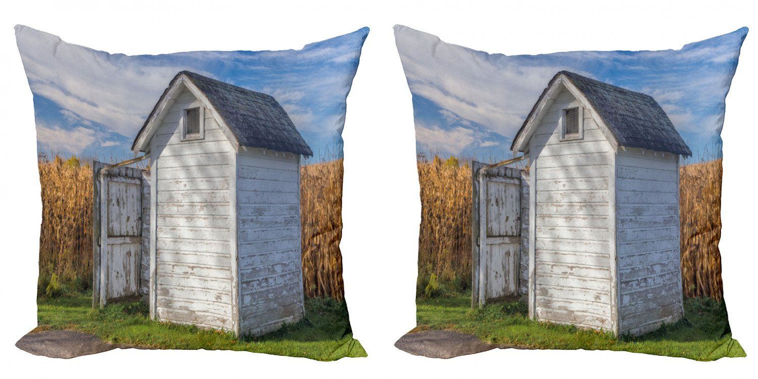 Kissenbezüge Modern Accent Doppelseitiger Digitaldruck, Abakuhaus (2 Stück), Toilettenhäuschen Unterkunft auf dem Land Weizen