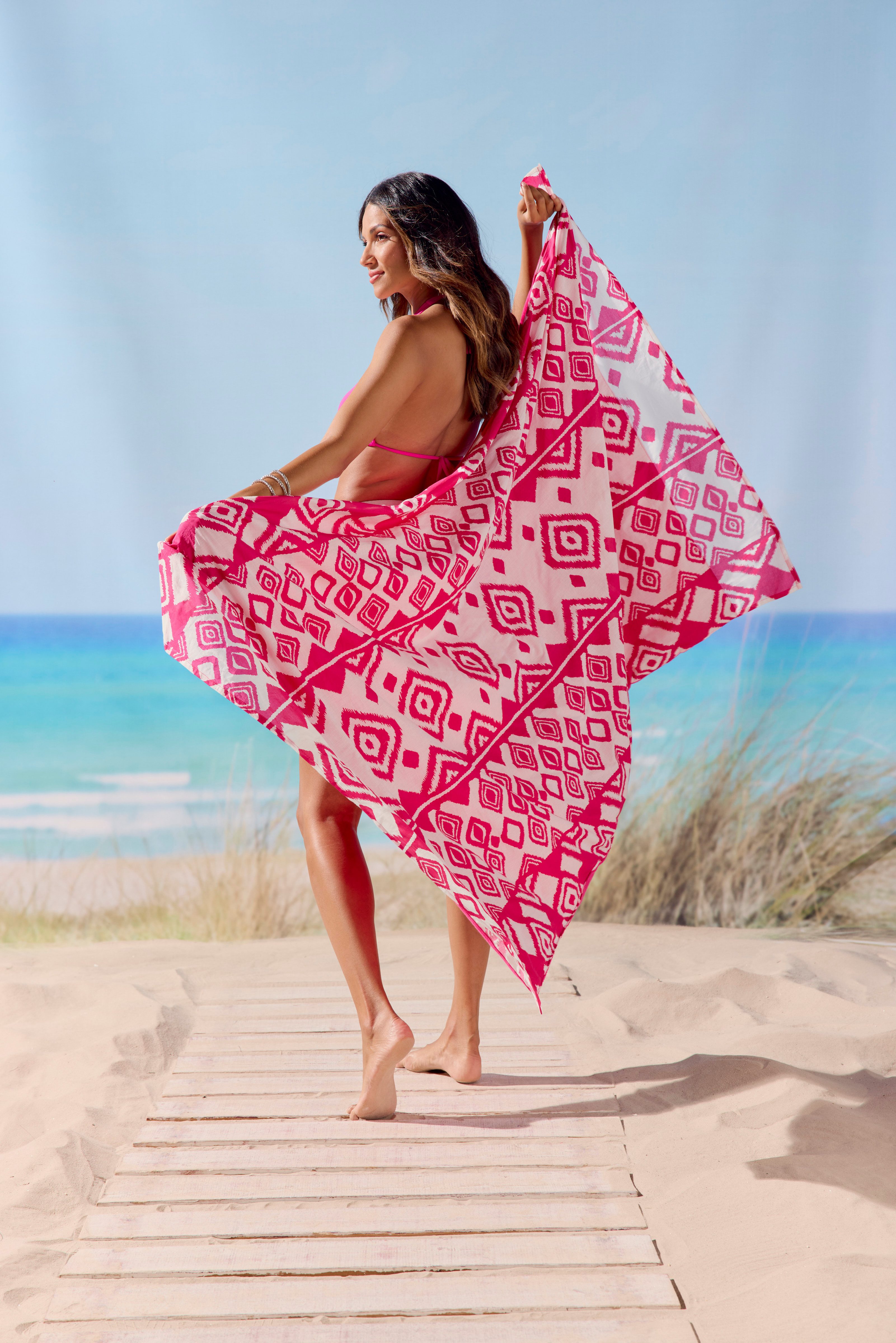LASCANA Strandtuch Handtuch, (1-St), Hamamtuch, Badetuch, Sommertuch mit kleiner Tasche