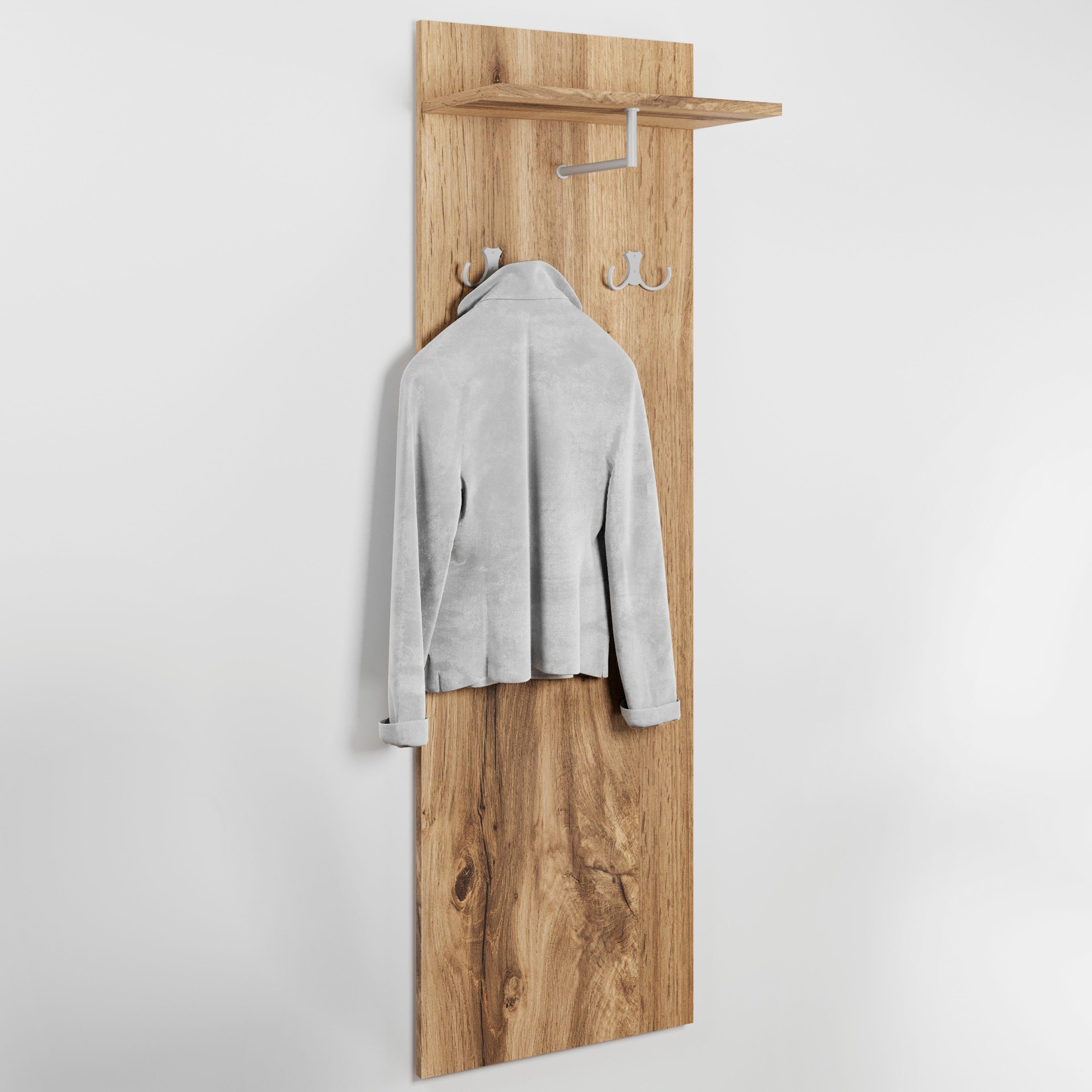 OTTO home Garderobenpaneel Paris (1 St), Wandgarderobe mit Doppelhaken und Kleiderstange (B/T/H): 40/21,5/130cm – Bild 2 von 5