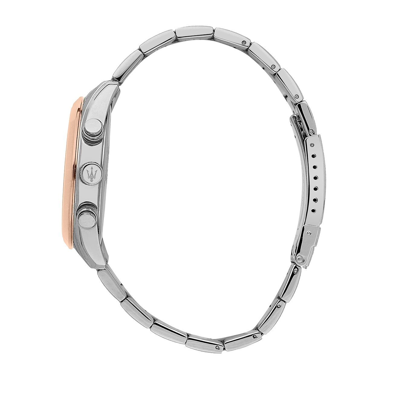 MASERATI Multifunktionsuhr Maserati Herrenuhr Attrazione, (Multifunktionsuhr), Herrenuhr rund, groß (ca. 43mm) Edelstahlarmband, Made-In Italy