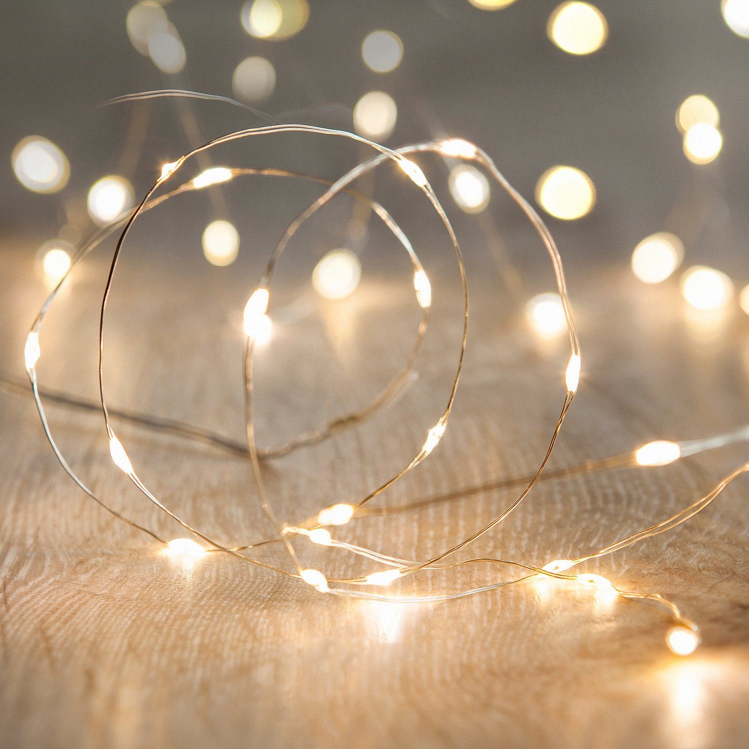 Lights4fun LED-Lichterkette 200er LED Micro Lichterkette warmweiß