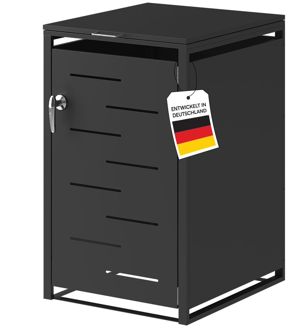 STEELSØN Mülltonnenbox Diorus 240L, abschließbar (Graphitschwarz, verfügbar mit 1, 2, 3, 4, oder 5 Türen), aus verzinktem Stahl