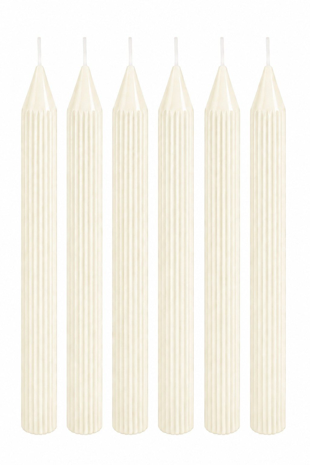 CHAKS Spitzkerze Rillenkerzen Tafelkerzen Pastellfarben 25cm 6 Stück, Rillen