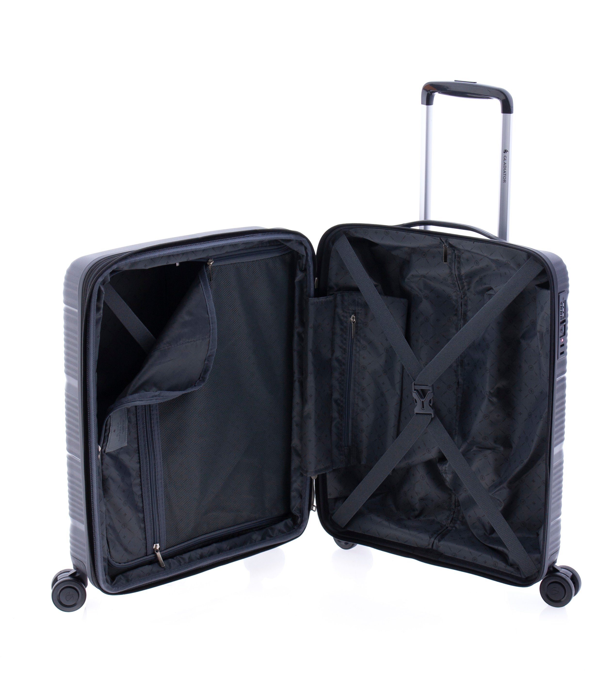 GLADIATOR Handgepäck-Trolley Koffer S - 55 cm, 4 Rollen, TSA-Schloss, Dehnfalte, 4 Farben