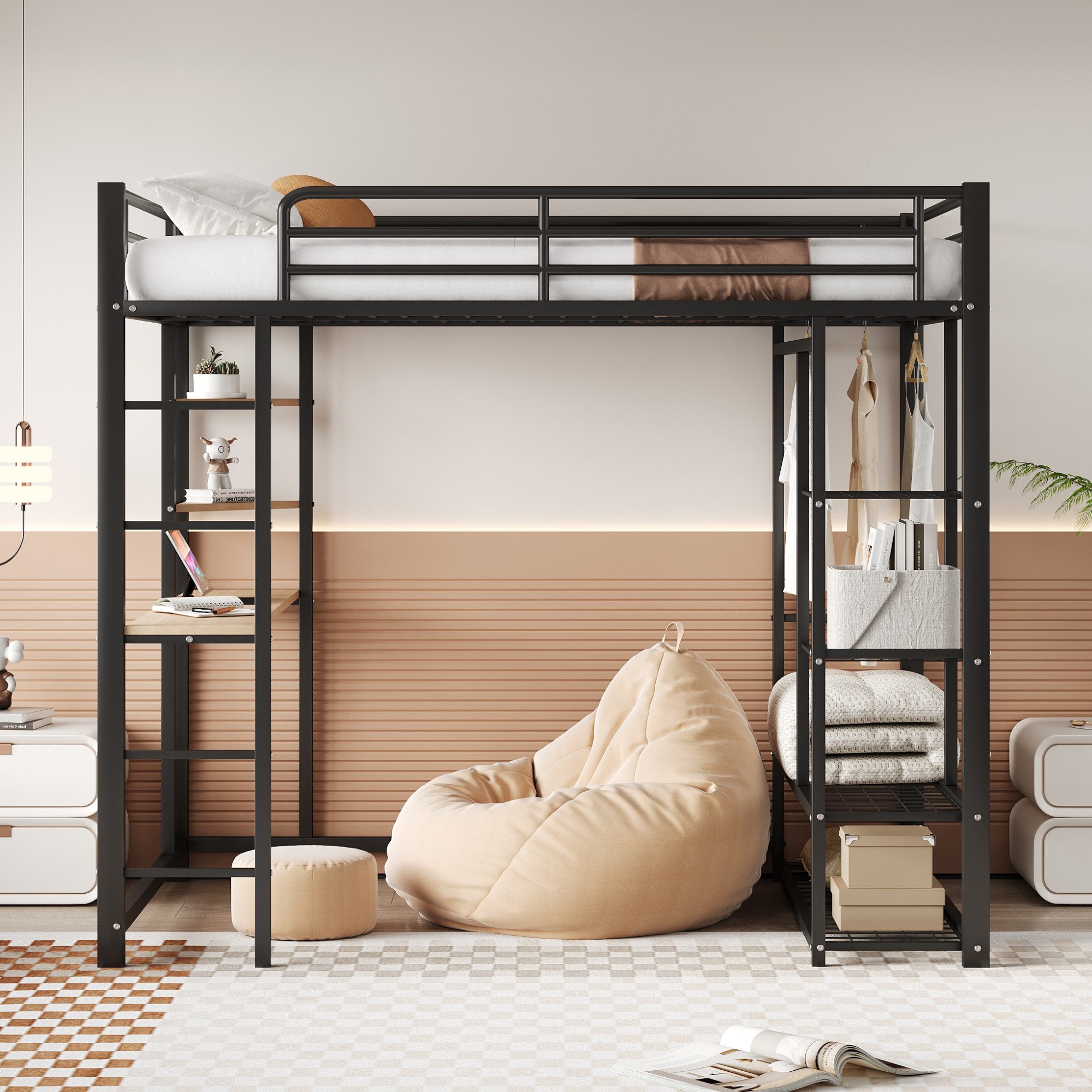 Flieks Hochbett Kinderbett Metallbett 140x200cm mit günstig online kaufen