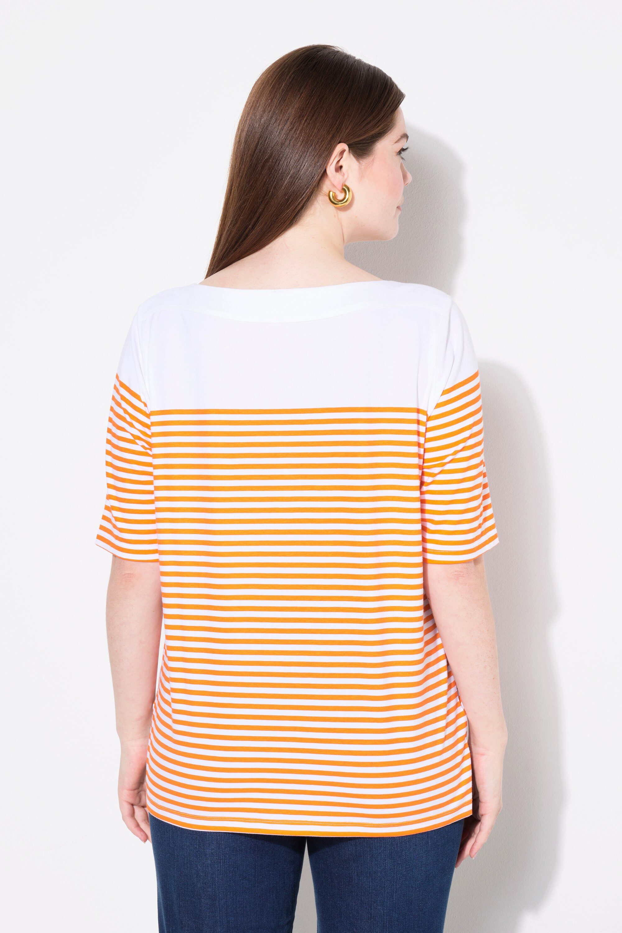 Ulla Popken T-Shirt T-Shirt Bretonringel U-Boot-Ausschnitt Halbarm