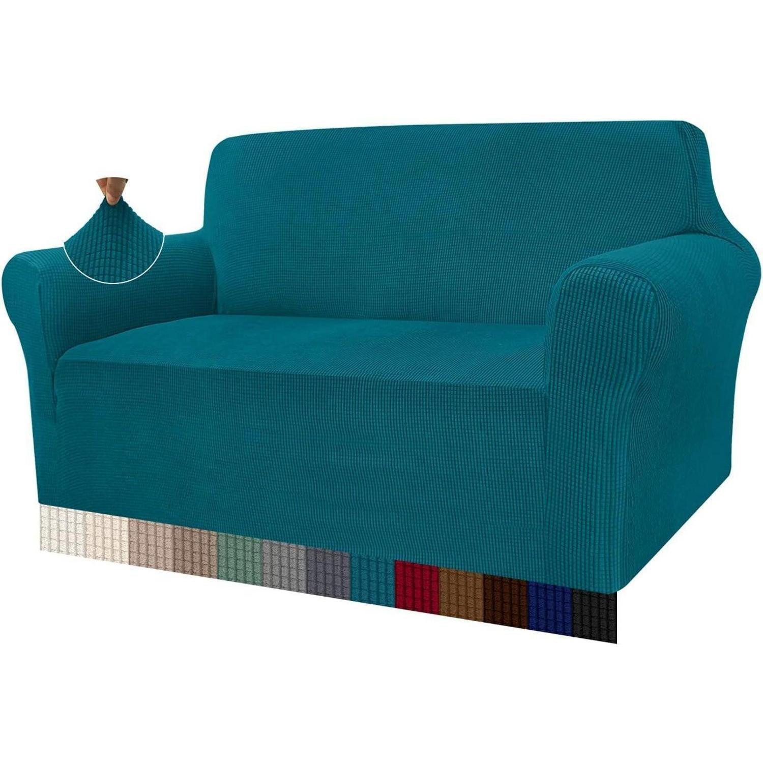 LuxusKollektion Sofahusse Sofabezug Jacquard Elastisch Sofahusse Hunde 2 Sitzer Blaugrün, Couchbezug