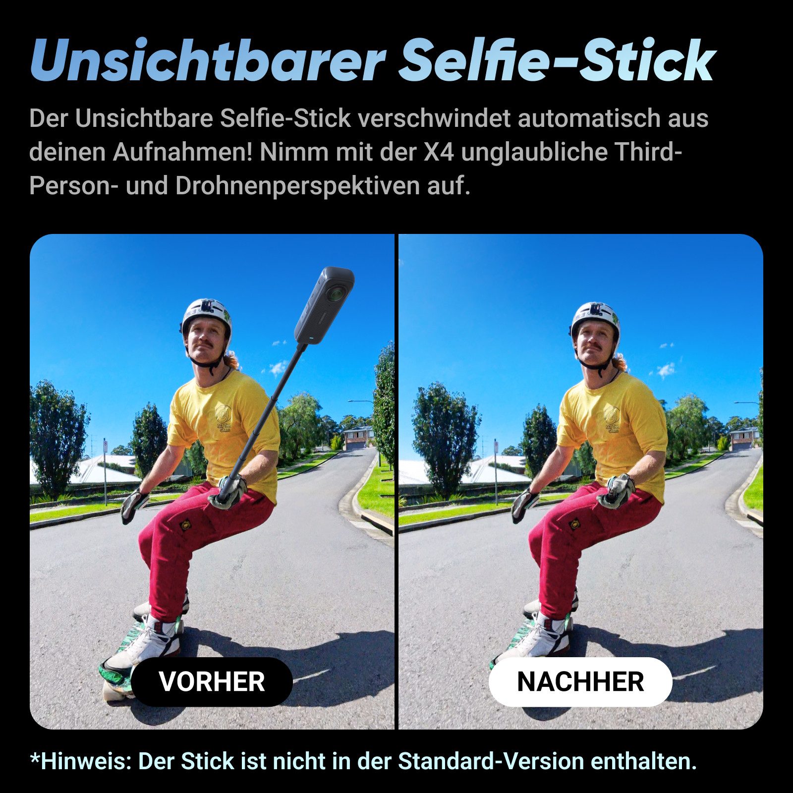 Insta360 Insta360 X4 – wasserdichte 8K 360°-Action-Cam, 4K Weitwinkelvideos Action Cam (8K, WLAN (Wi-Fi), Bluetooth) schwarz