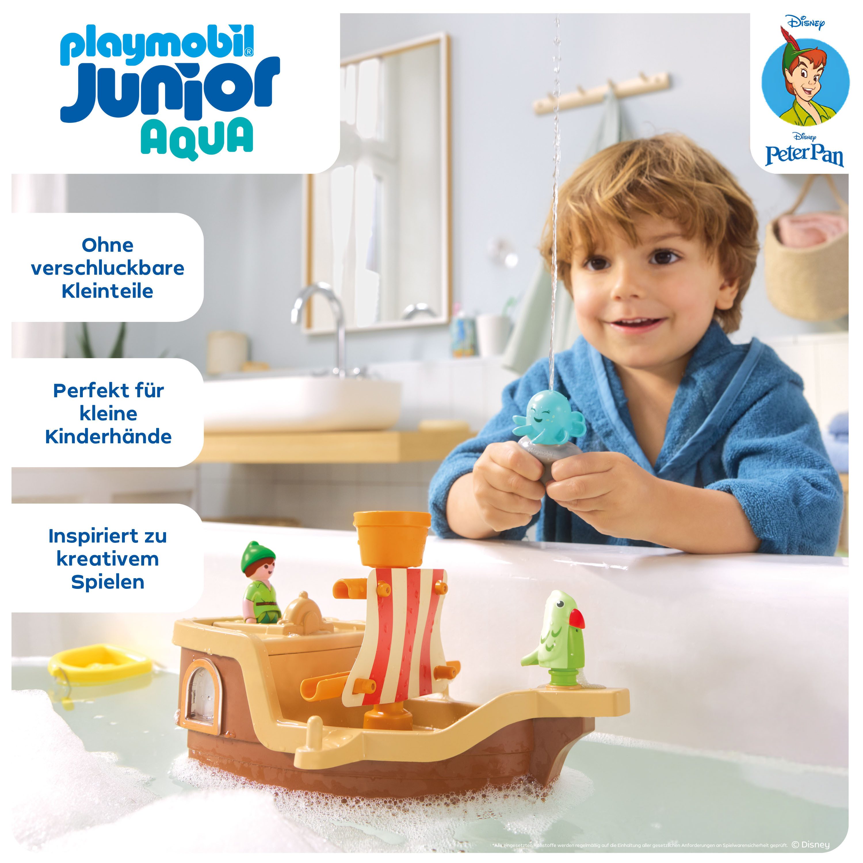 Playmobil® Peter Pans Piratenschiff mit Wasserspritzspaß (71769), JUNIOR & Disney Konstruktions-Spielset, (12 St), Made in Europe