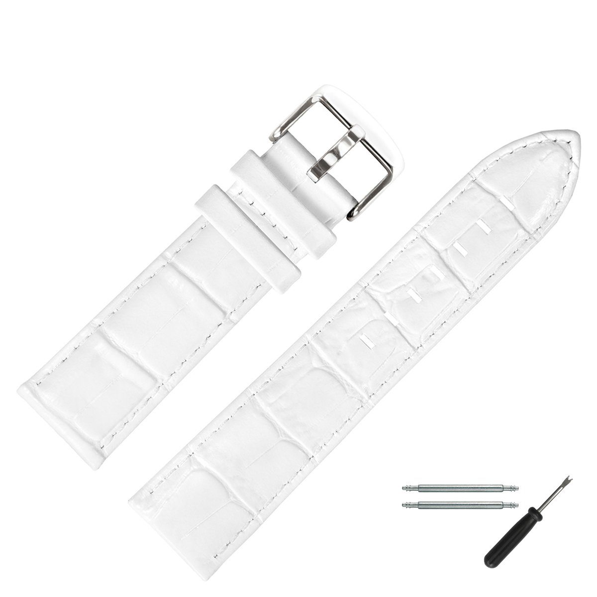 MARBURGER Uhrenarmband 22mm Leder Blau Silber Allig Produktbild-Vorschau 11