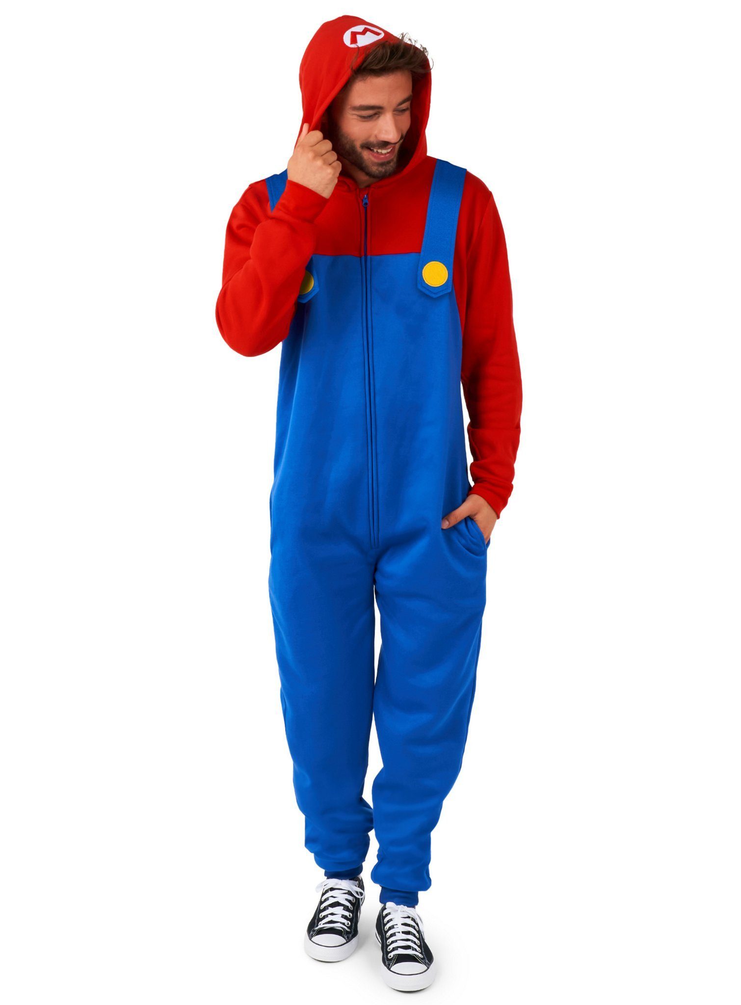 Opposuits Kostüm Mario Onesie, Supergemütlicher Einteiler - offizielles Super Mario-Kostüm!