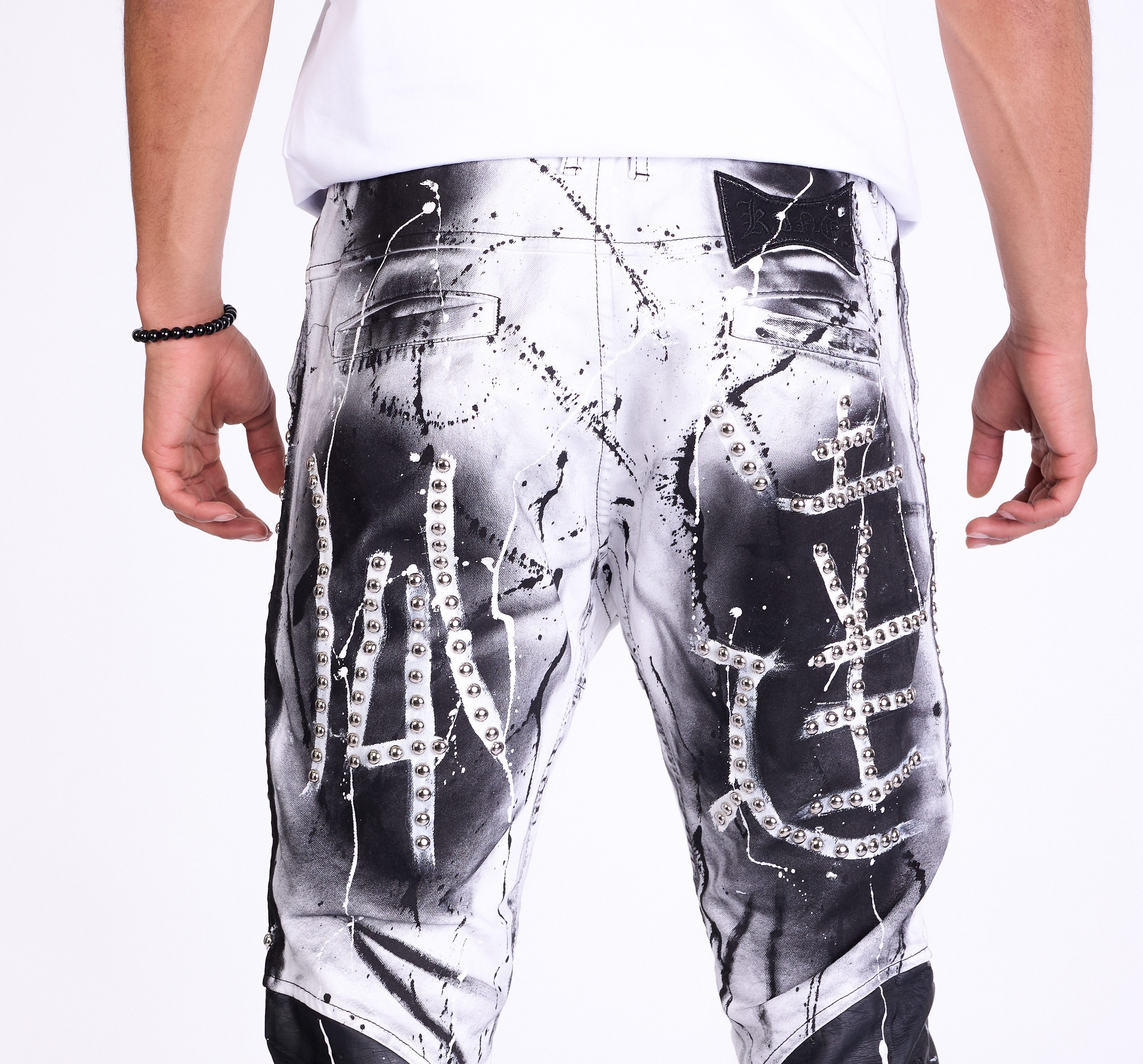 KINGZ Slim-fit-Jeans Lässige Designer Freizeithose mit Nieten