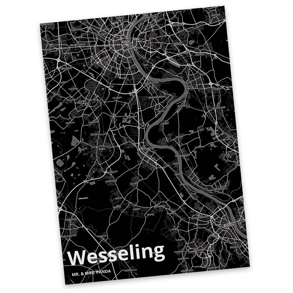 Mr. & Mrs. Panda Postkarte Wesseling - Geschenk, Einladungskarte, Stadt ...