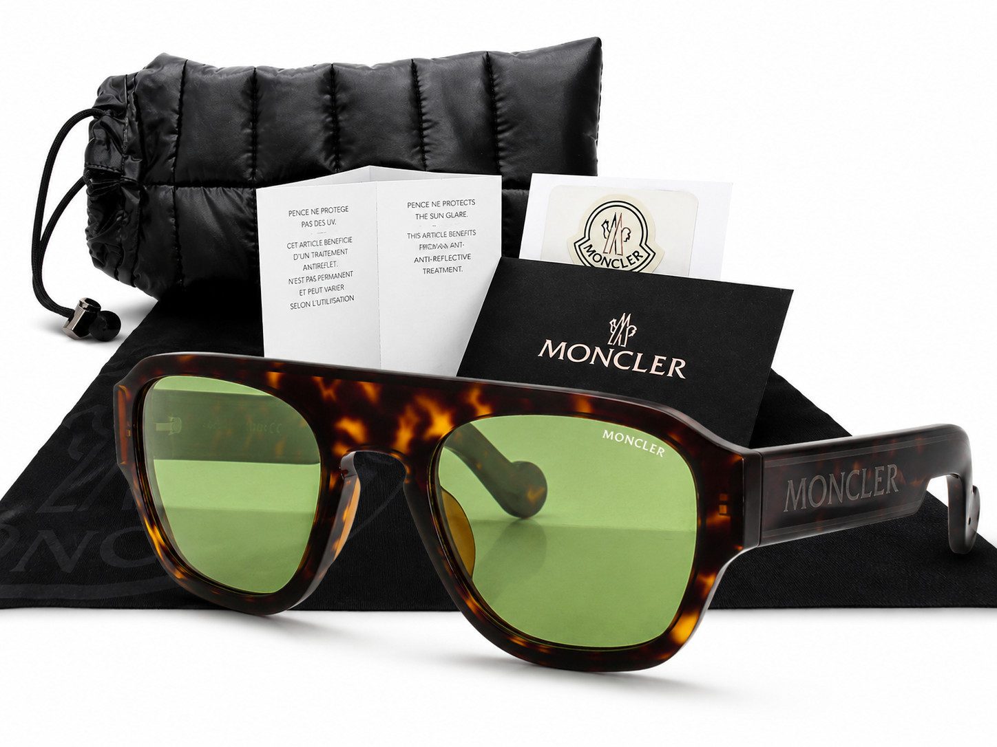 MONCLER Sonnenbrille Herren Sonnenbrille ML0096 – Havanna mit grünen Gläsern (2-St)