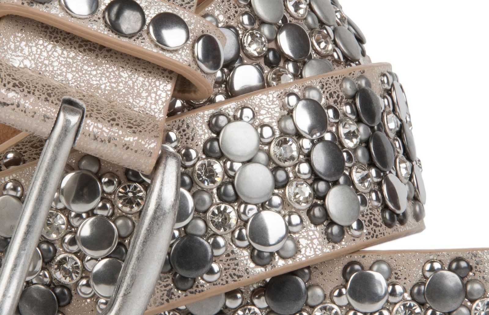 styleBREAKER Nietengürtel Gürtel mit verschiedenen Nieten und Strass (1-St) – Bild 2 von 5