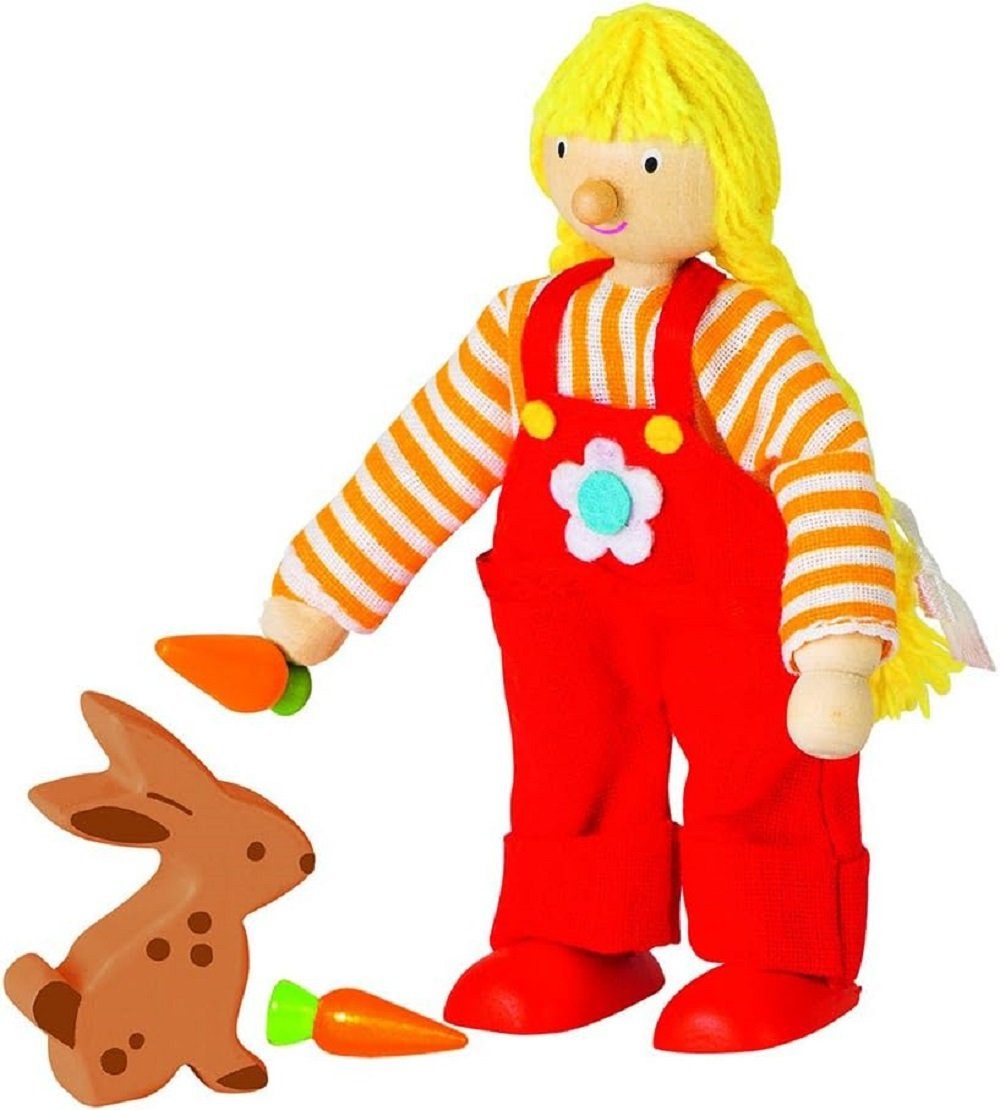 goki Biegepuppe ca- 10 cm aus Holz - Puppenhaus Zubehör - Puppe Kollektion (3-tlg), verschiedene Ausführung und Motiv