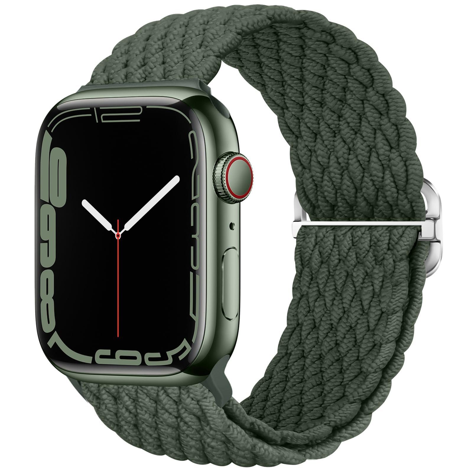 Kompatibel Apple 8/7/6/5/4/3/2/1/Ultra/SE mit iWatch 45mm Grün Herren, Uhrenarmbänder Armband Watch Mutoy Smartwatch-Armband 42mm für 44mm für Damen Geflochtenes 49mm
