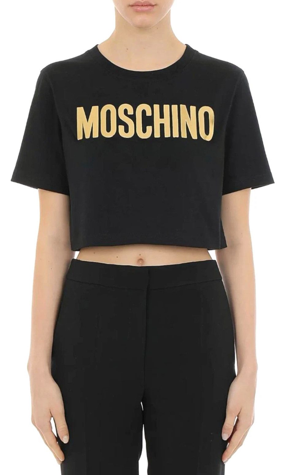 Moschino Crop-Top Couture Milano Top Gold 3D-Applikation exklusivste Linie günstig online kaufen