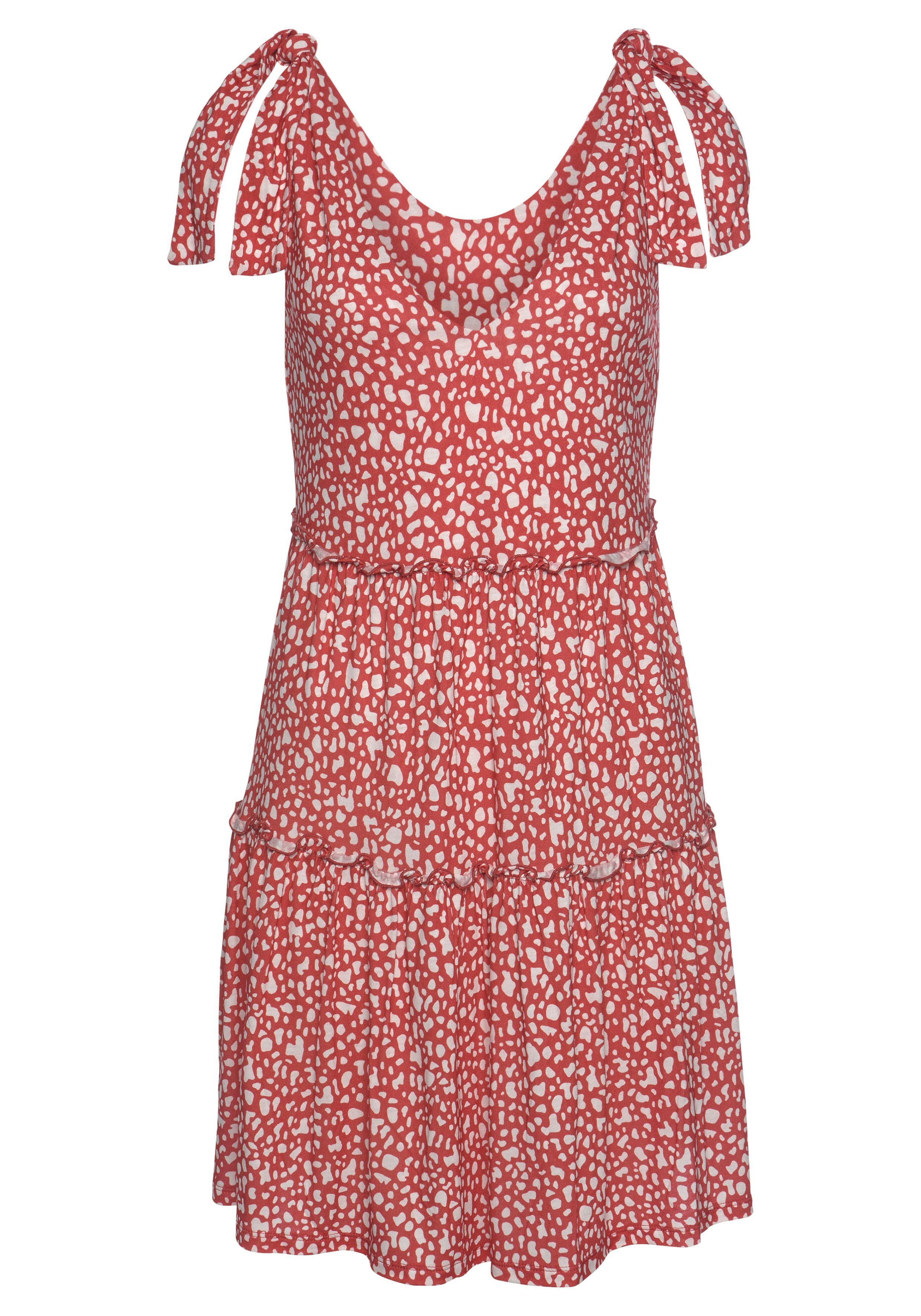 Beachtime Druckkleid mit modischen Volants, lockere günstig online kaufen