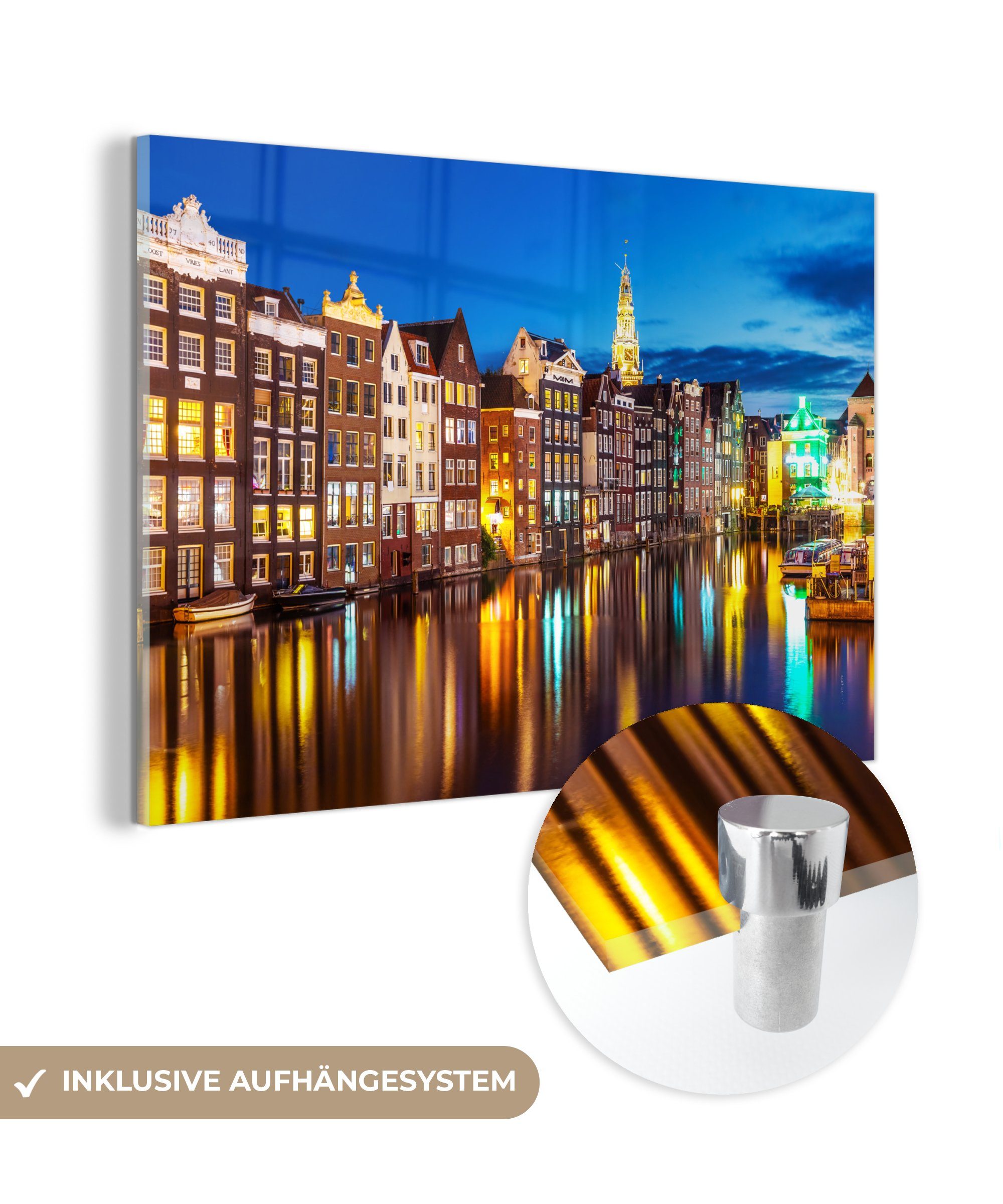 - (1 Schlafzimmer Acrylglasbilder Acrylglasbild & St), Amsterdam, Reflexion - MuchoWow Wohnzimmer Licht