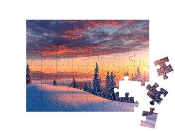 puzzleYOU Puzzle Abendrot über verschneiten Bergen, 48 Puzzleteile, puzzleYOU-Kollektionen Natur, Jahreszeiten, Himmel & Jahreszeiten