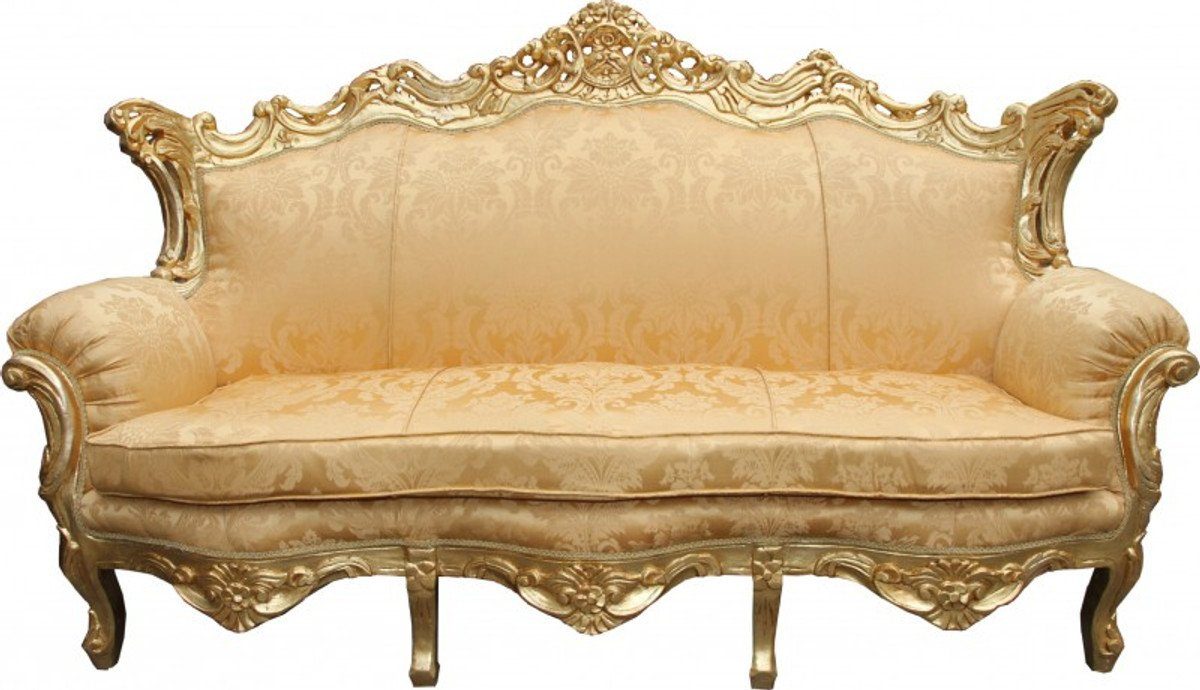 Casa Padrino Sofa Barock Sofa Master Gold Flowers Muster / Gold - Wohnzimmer Couch Möbel Lounge