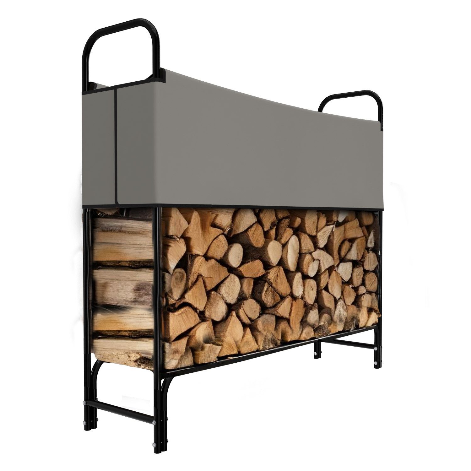 GARMIO Kaminholzregal Kaminholzregal Metall Brennholzregal Kaminholzunterstand, (Stapelhilfe für Indoor und Outdoor, einfache Lagerung), mit Abdeckung, pulverbeschichtet 130x30x117cm