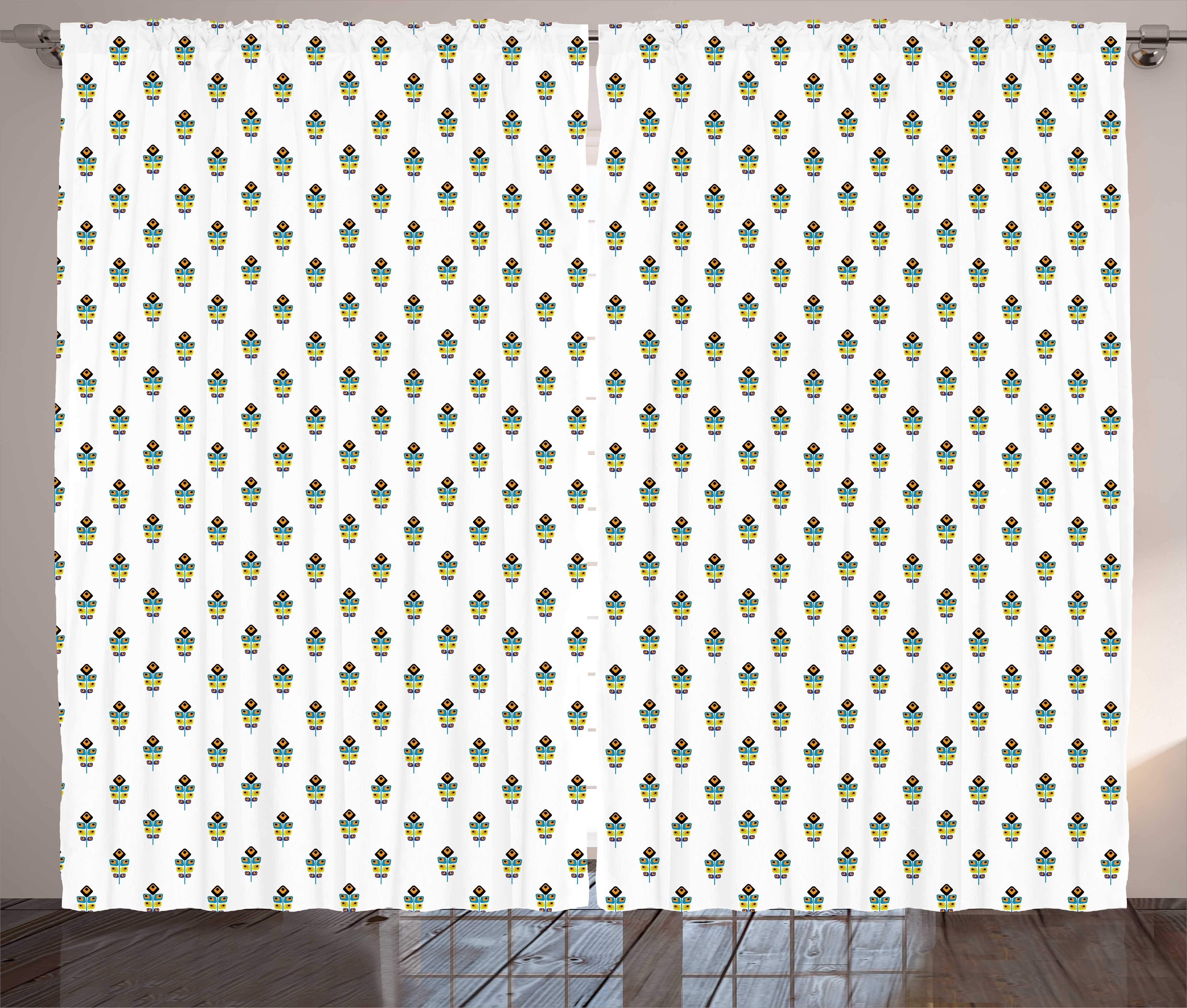 Gardine Schlafzimmer Kräuselband Vorhang mit Schlaufen und Haken, Abakuhaus, Pfau Abstrakte geometrische Federn