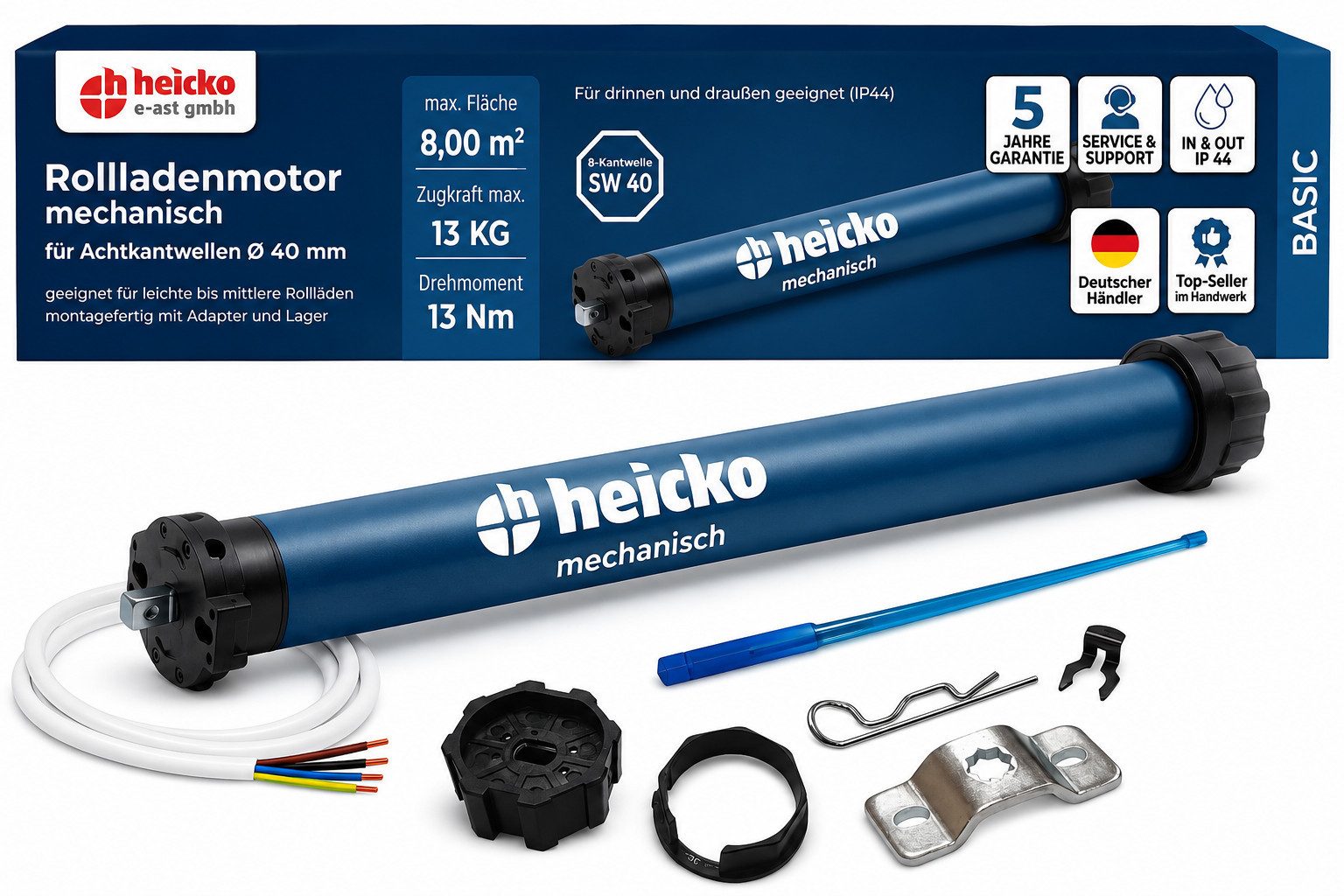 heicko e-ast GmbH Rollladenmotor heicko 10-50Nm Rollladenmotor Rohrmotor SW40-60 Rolladenantrieb basic, (Packung)