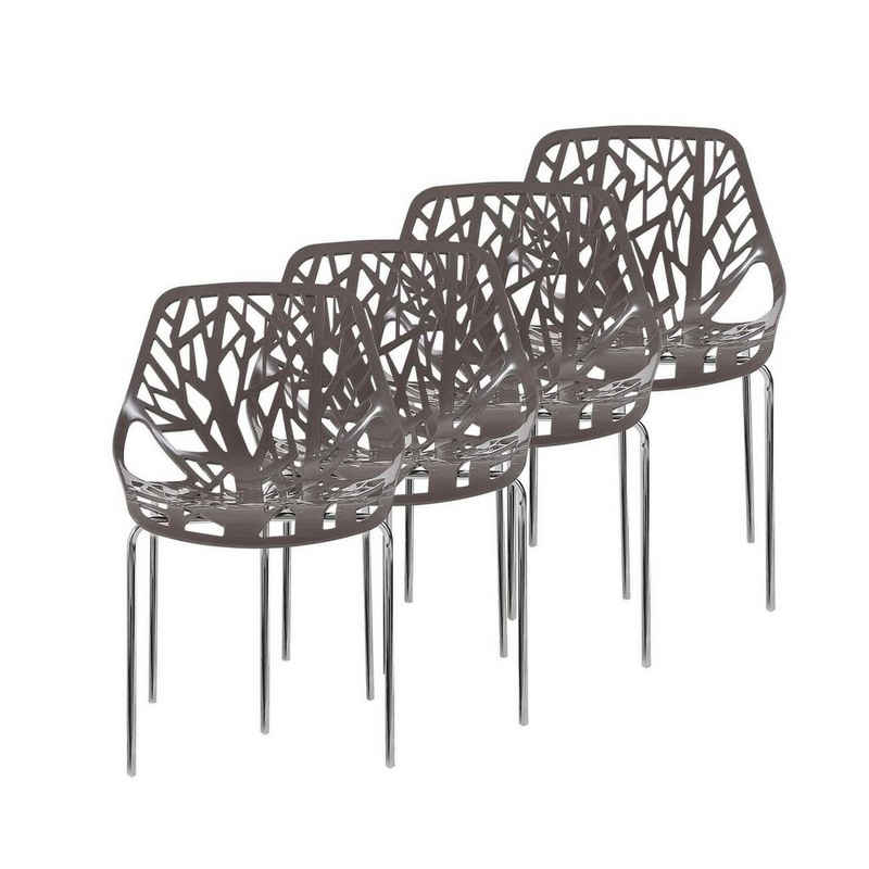 Makika Esszimmerstuhl »Retro Stuhl Design-Stuhl - CALUNA 4er Set in Grau«