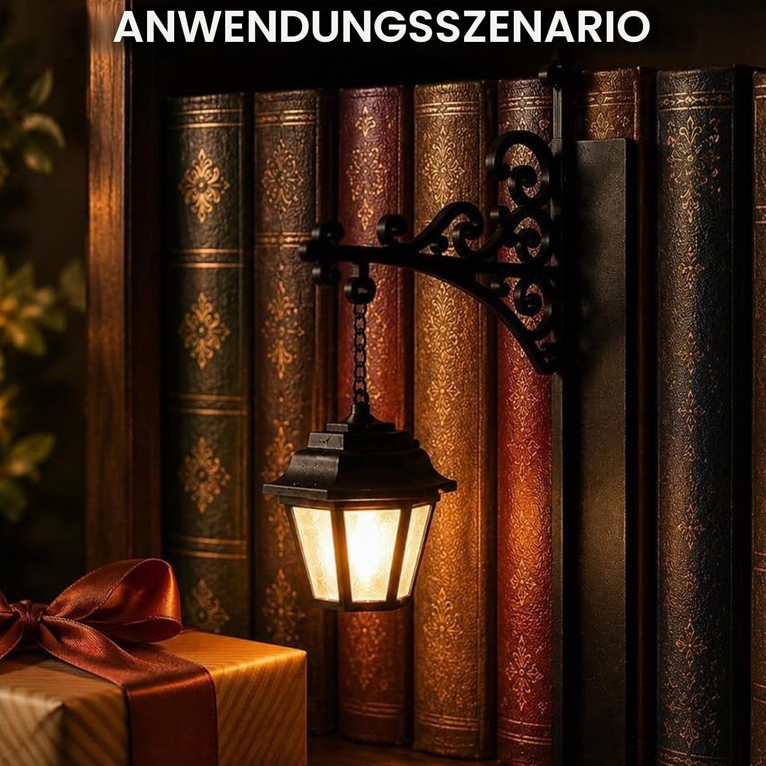 FELIXLEO Wandleuchte Bücherregal Lampe Vintage Laterne LED Buchstütze 2 Stück – Bild 5 von 5