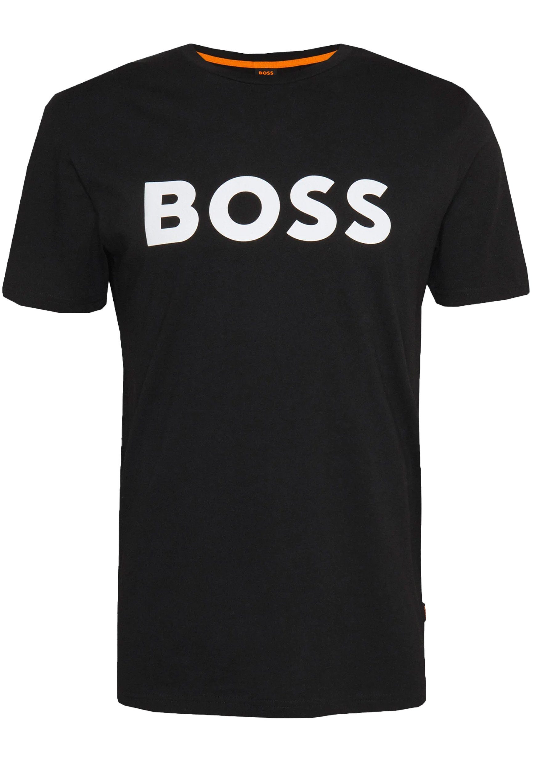 BOSS T-Shirt Thinking Hugo Boss Herren Shirt mit Logo Print mit Kontrast Detail