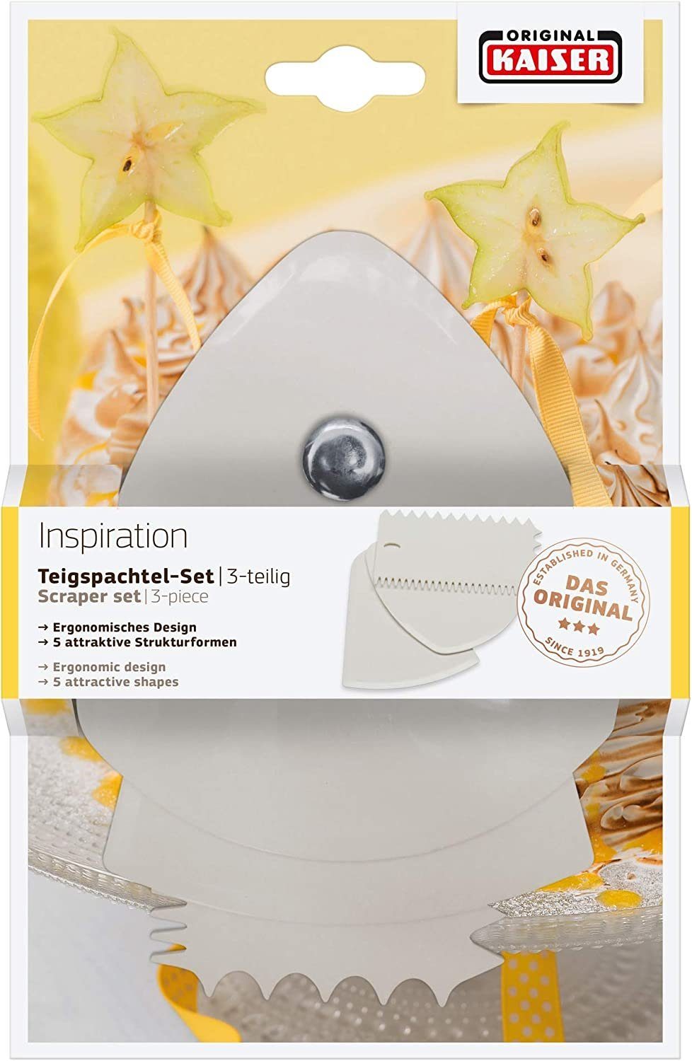 Kaiser Backformen Spritzbeutel Kaiser Inspiration Teigschaber 3er Set Teigkarte, Kuchengarnierer